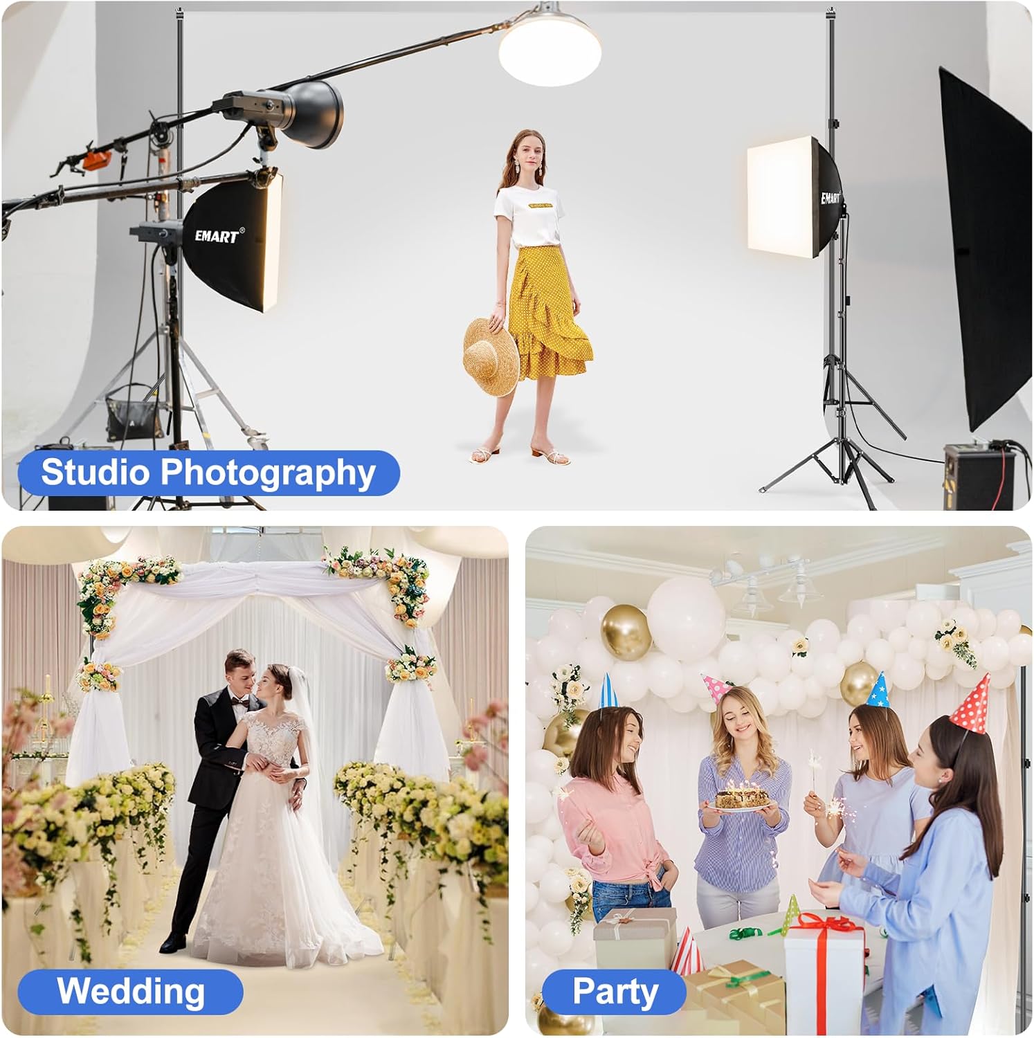 EMART 10x7ft Adjustable Photo Studio Backdrop Stand Kit