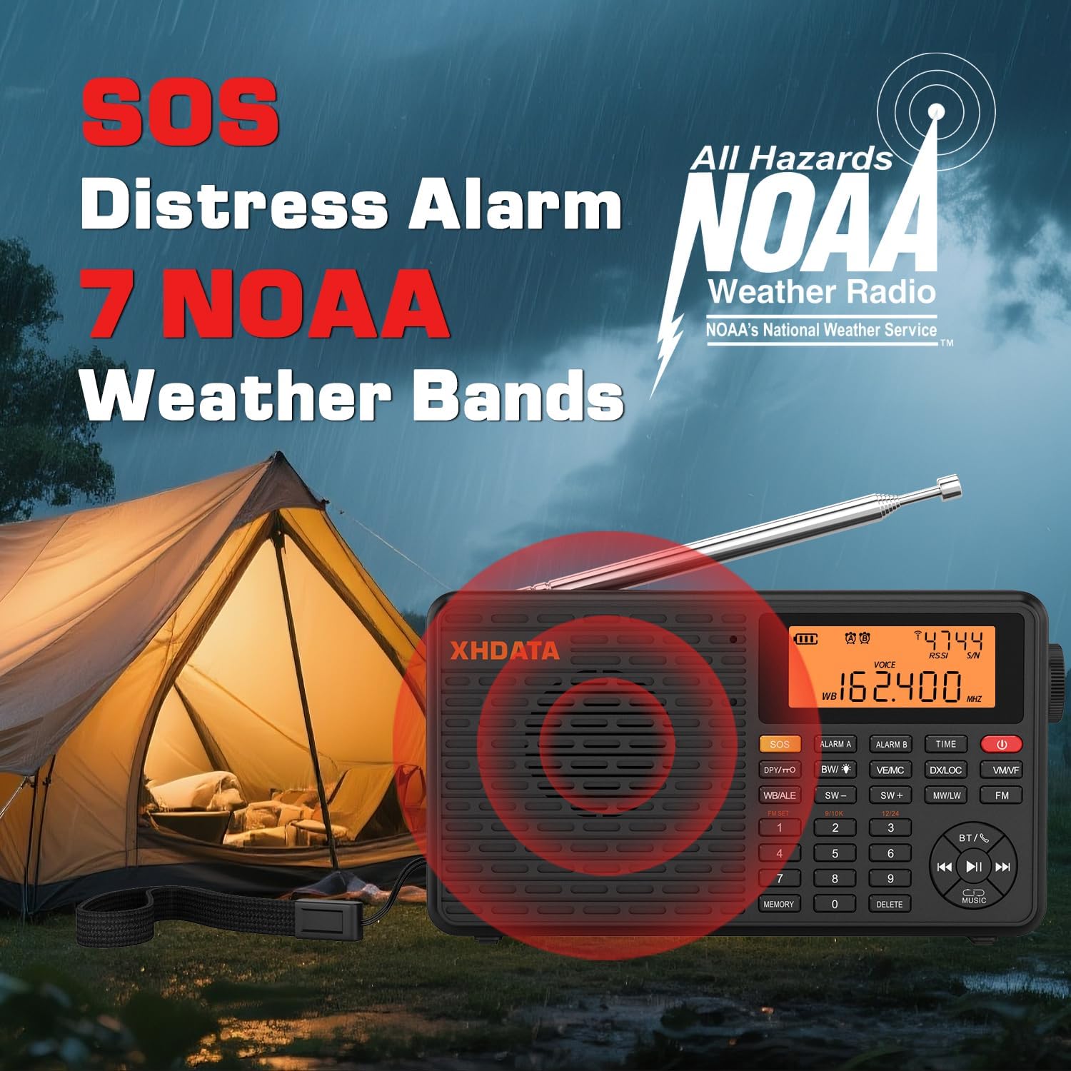 XHDATA D109WB Weather Radio with NOAA Alert and Bluetooth Speaker