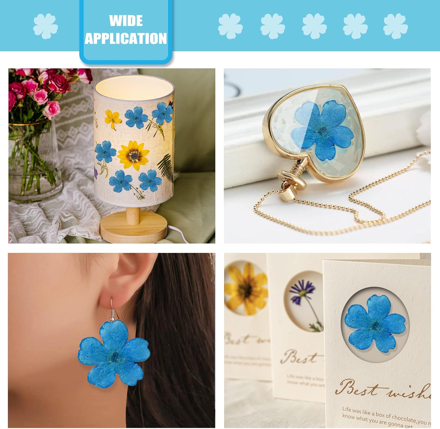 Blue Dried Cherry Blossom Flowers for Resin Decor 60PCS