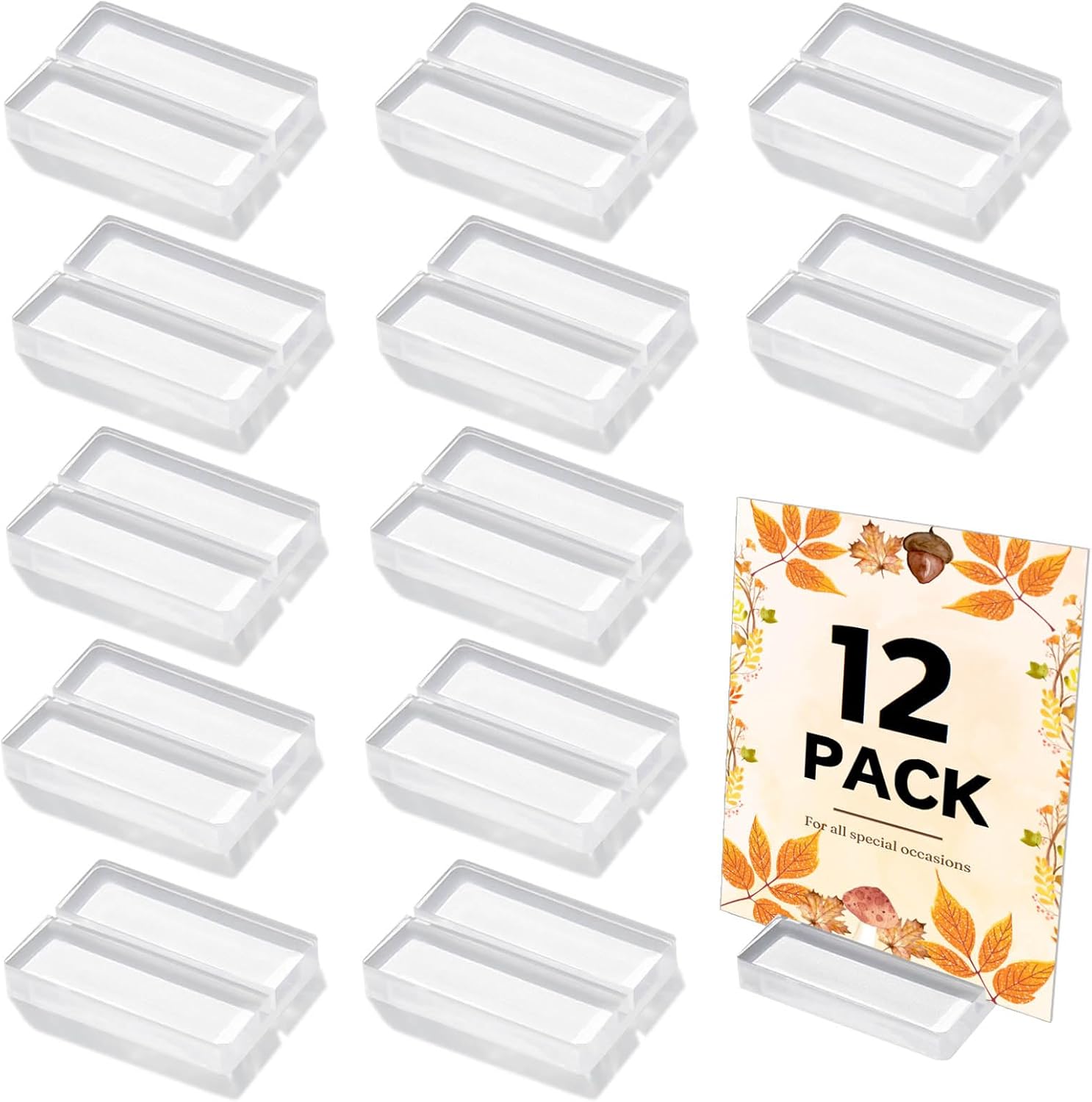 12 Pcs Clear Acrylic Name Card Holders for Table