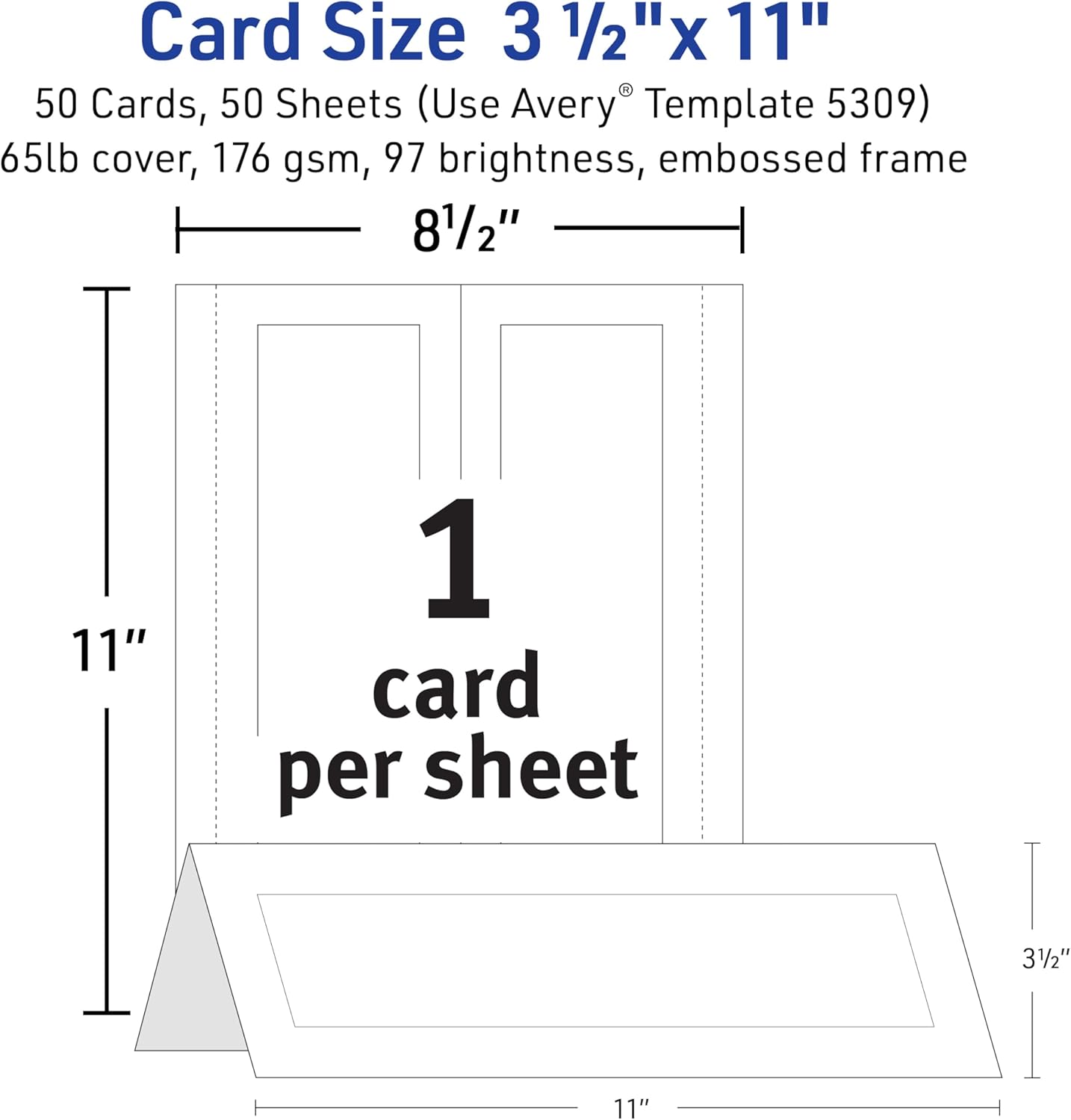 Avery Tent Cards 35 x 11 White Embossed Border 50 Blank