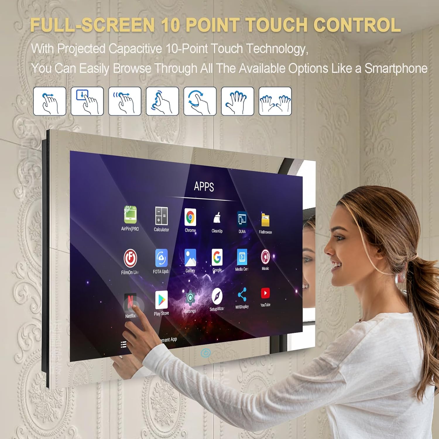 Haocrown 32 Inch Smart Touch Screen Mirror TV
