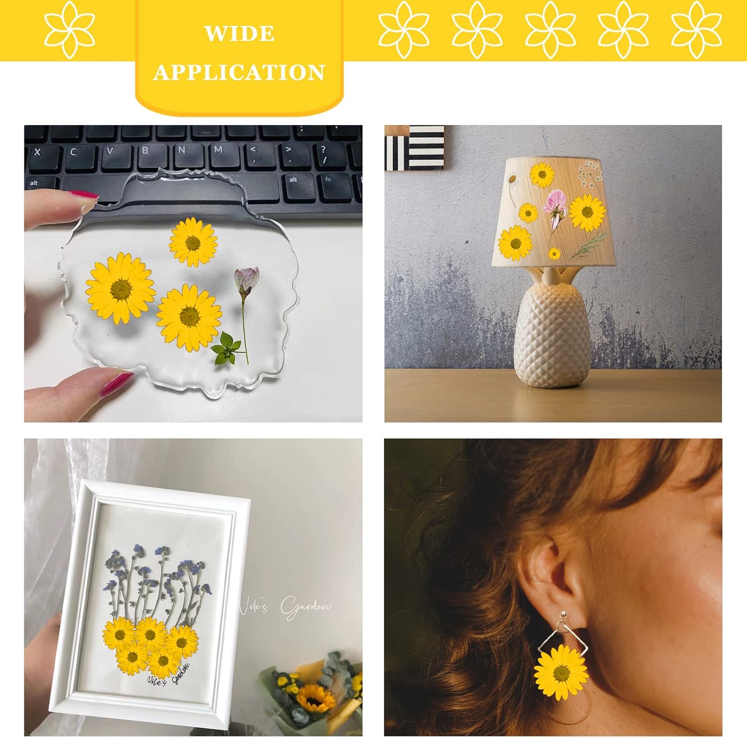 Yellow Dried Flowers Little Daisy for Resin Crafts 60PCS
