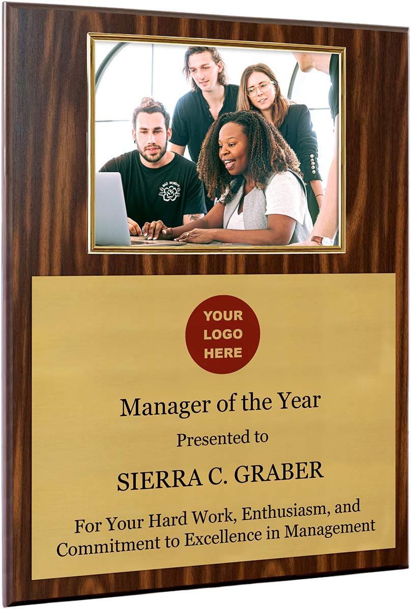 Personalized Photo Plaque with Silver or Gold Frame