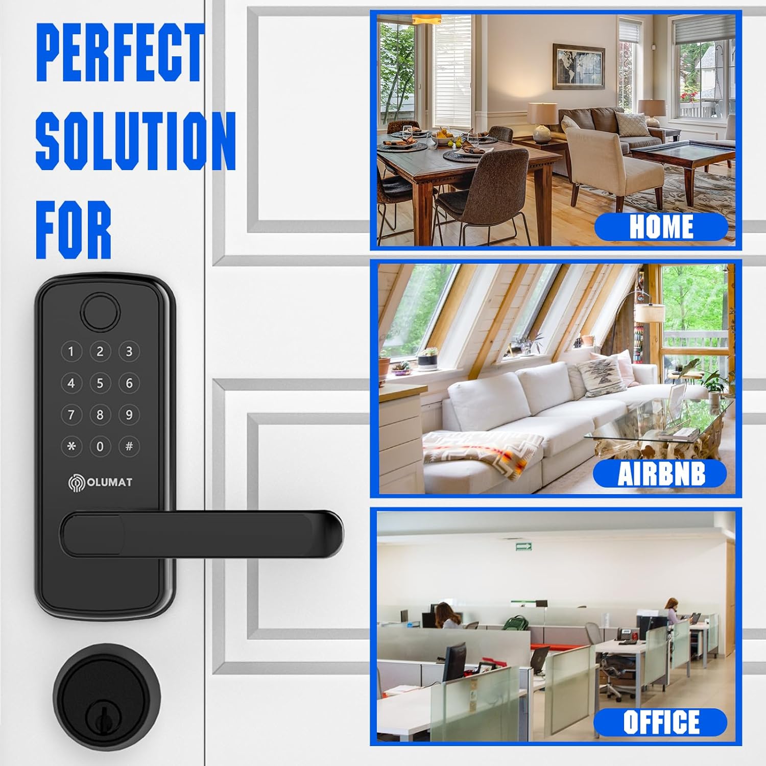 8-in-1 Smart Door Lock with Biometric Fingerprint Keypad