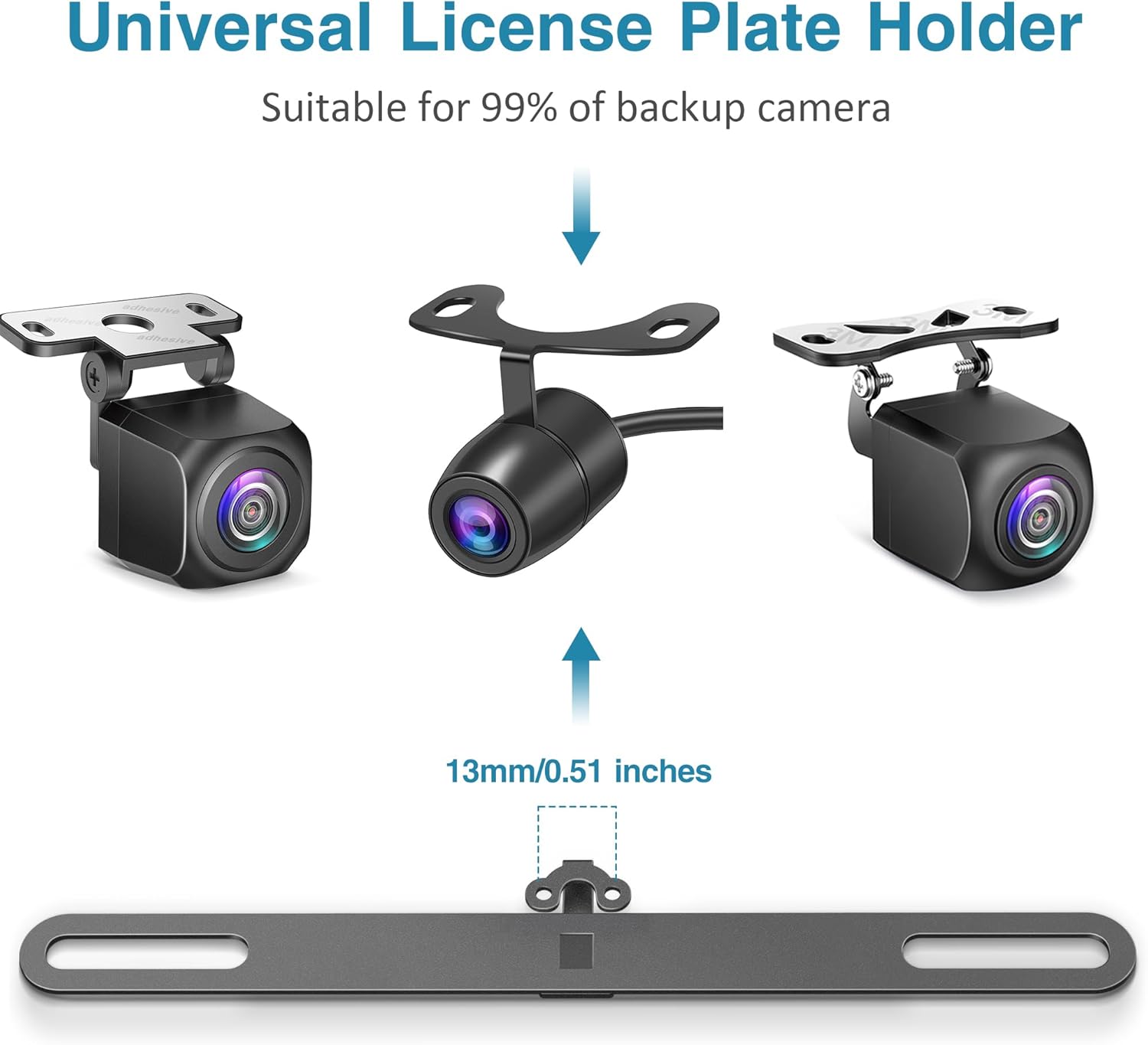 Stainless Steel Backup Camera License Plate Mount 2 PCS