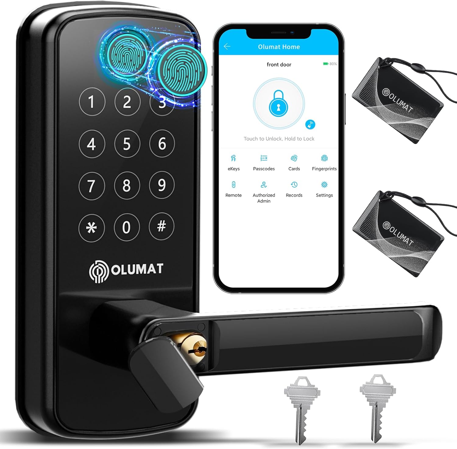 8-in-1 Smart Door Lock with Biometric Fingerprint Keypad