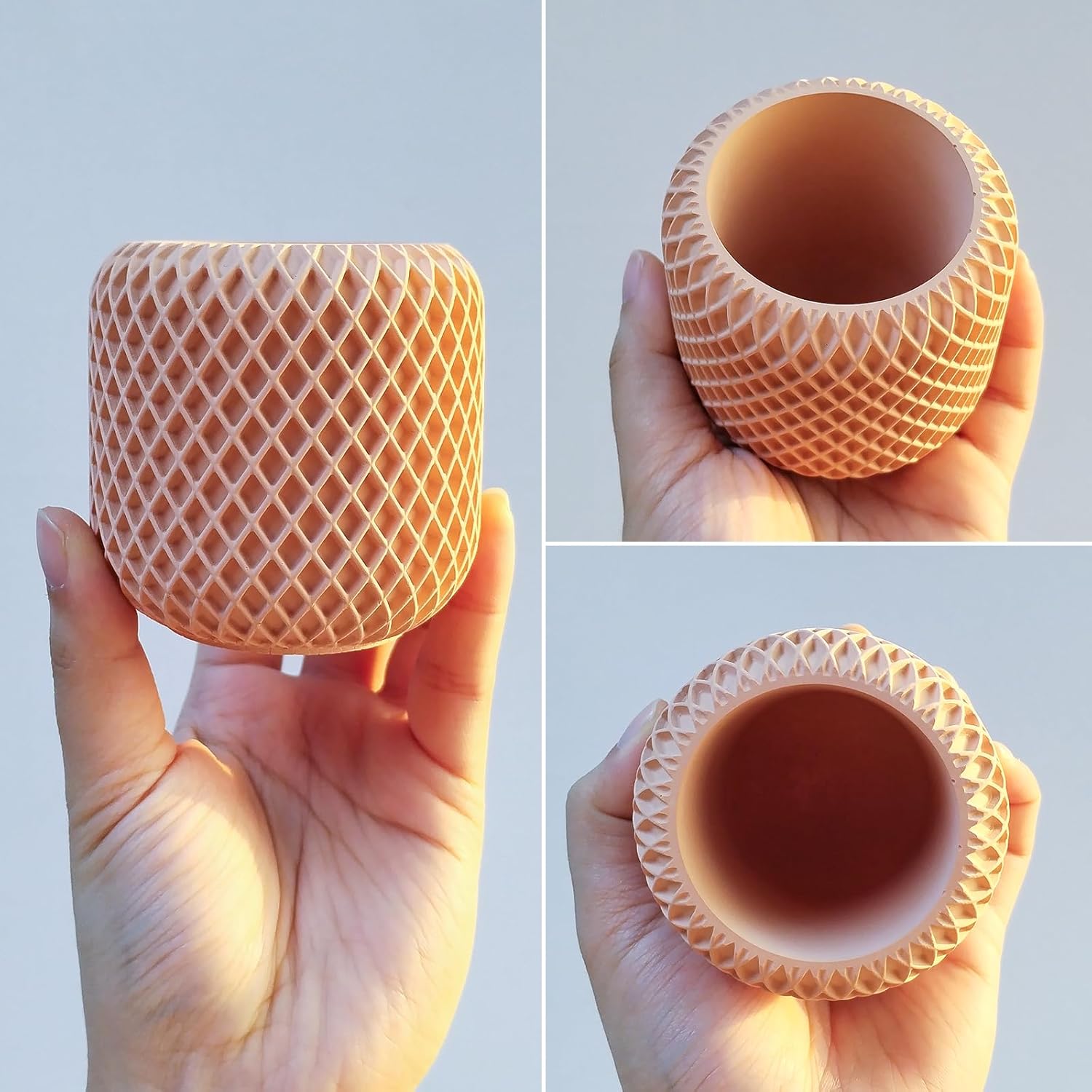 Unique Resin Candle Jar Mold with Geometric Texture