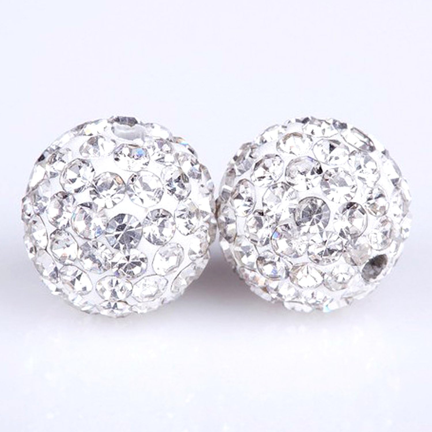 RUBYCA Pave Czech Crystal Clay Beads 20pcs 12mm White Clear