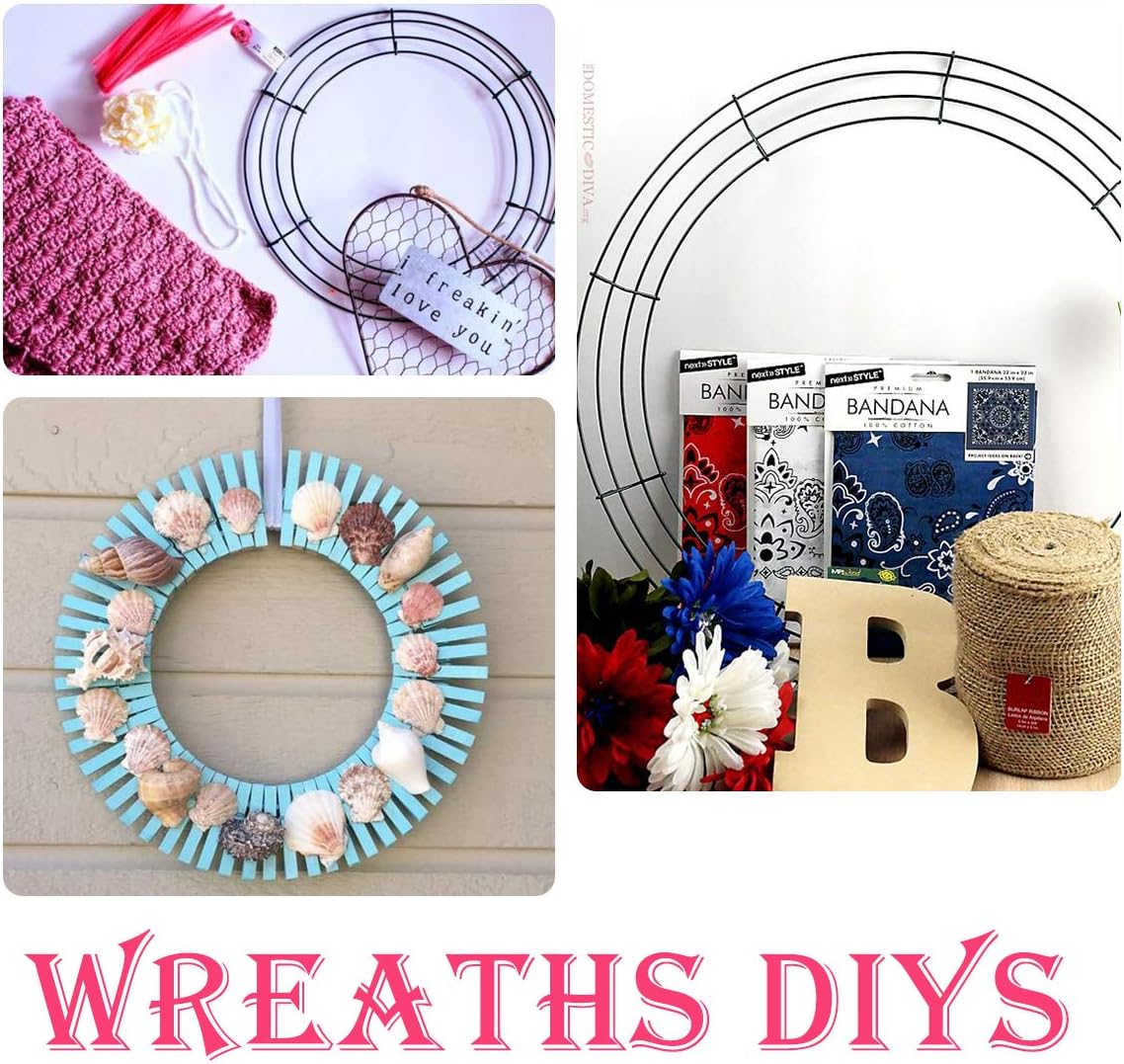 6 Pack Wire Wreath Frame with Hooks and Paddle Wire