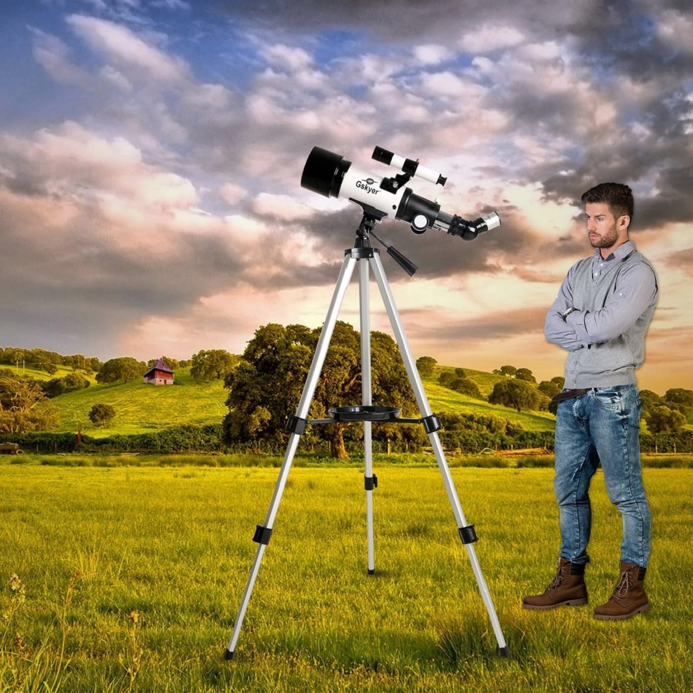 Gskyer 70mm Aperture Refracting Telescope with AZ Mount and Wireless Remote