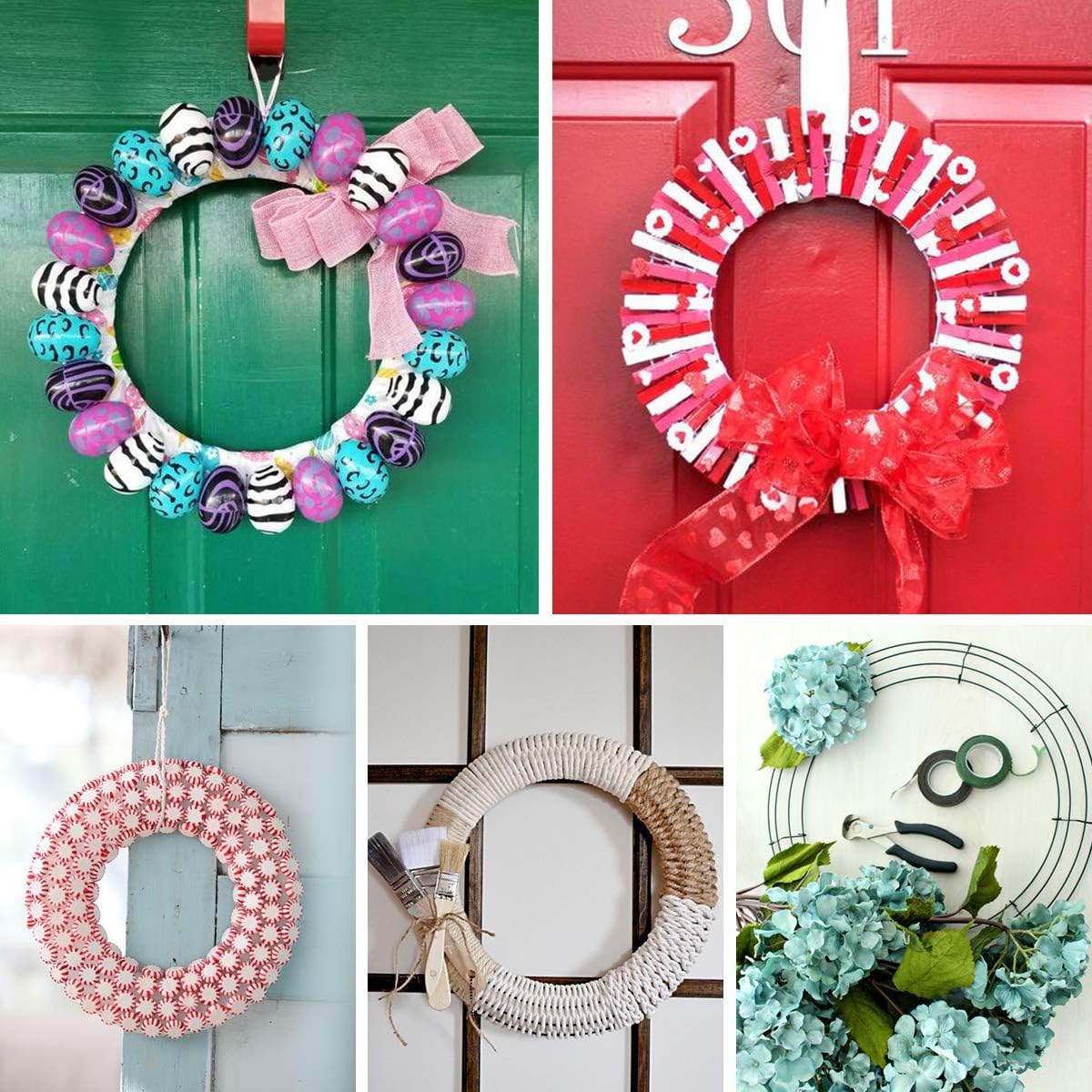 6 Pack Wire Wreath Frame with Hooks and Paddle Wire