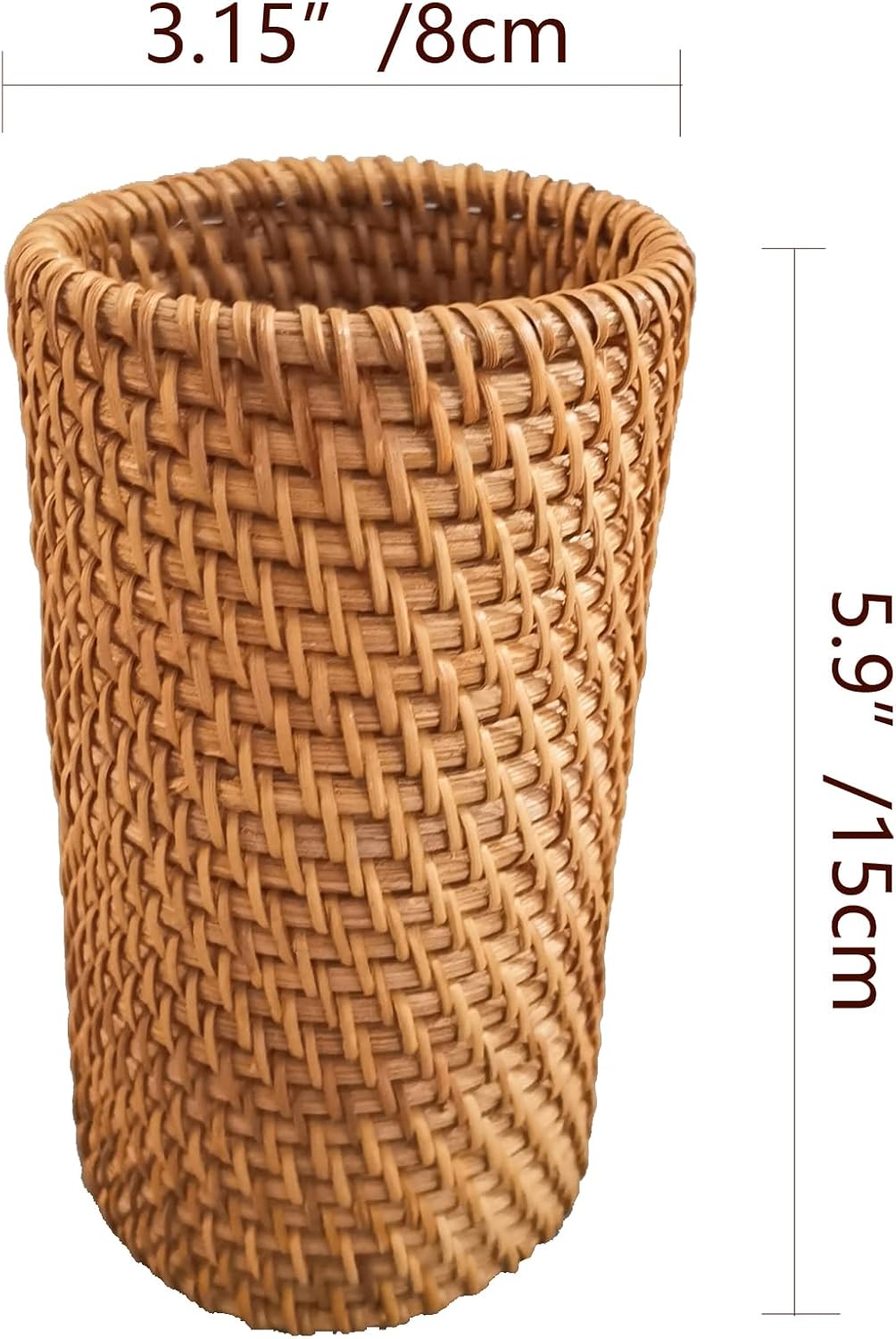 Handmade High Wall Rattan Pen Cup Holder