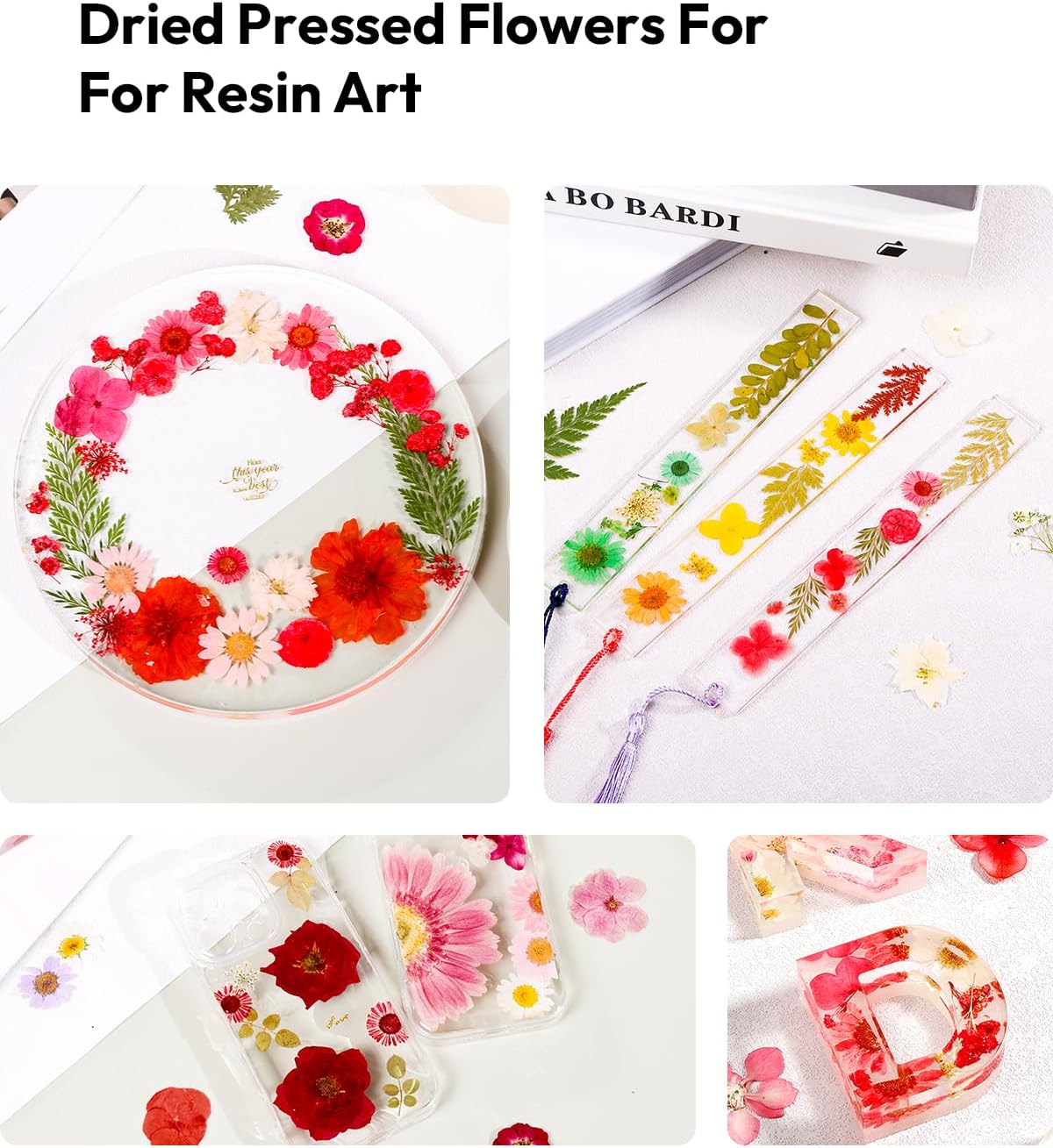 Resiners Cherry Dried Flowers 174pcs Craft Kit