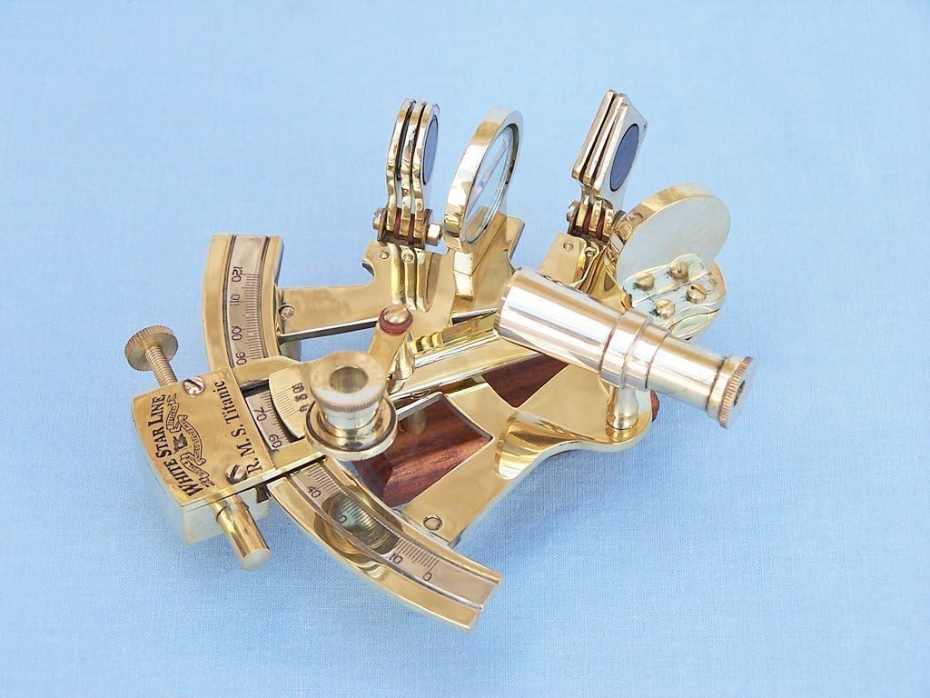 5 Brass Nautical Sextant with Rosewood Case Pirate Gift