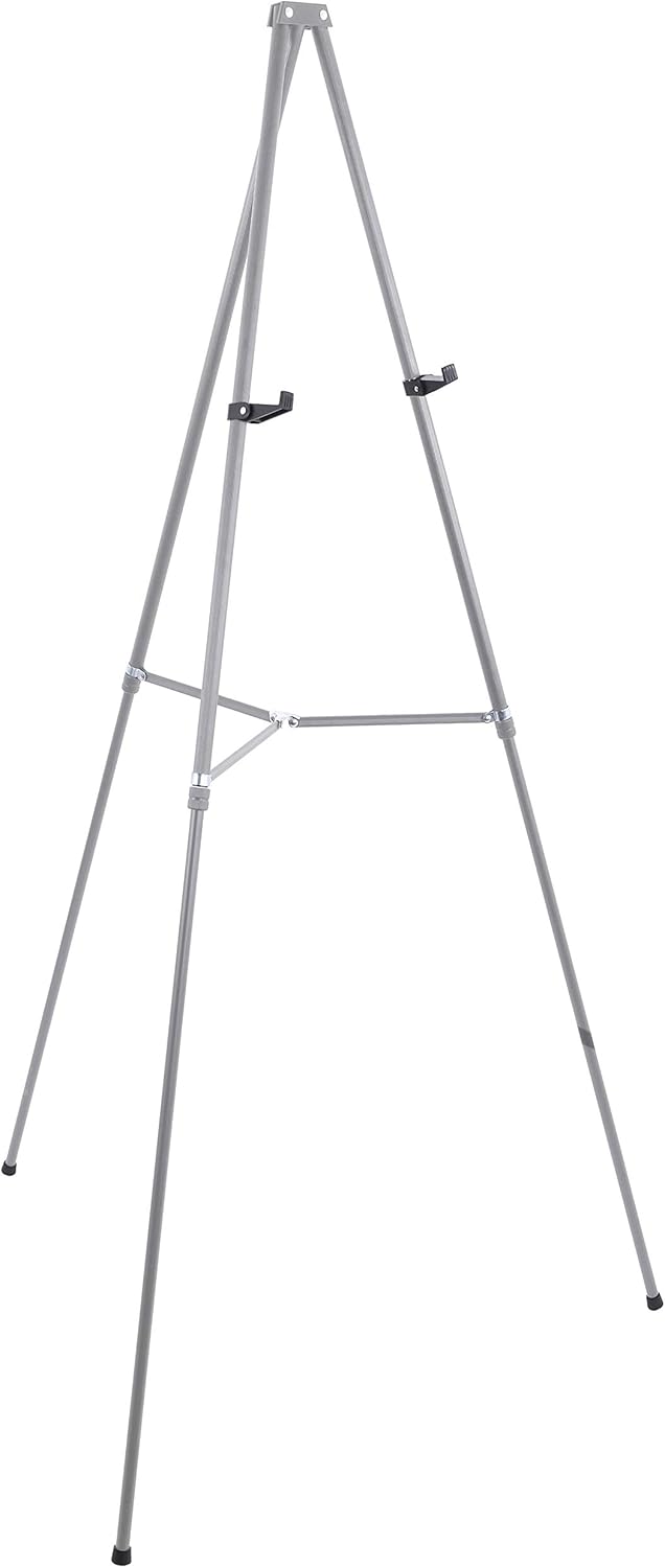U S Art Supply 66 Inch High Gallery Silver Metal Display Easel
