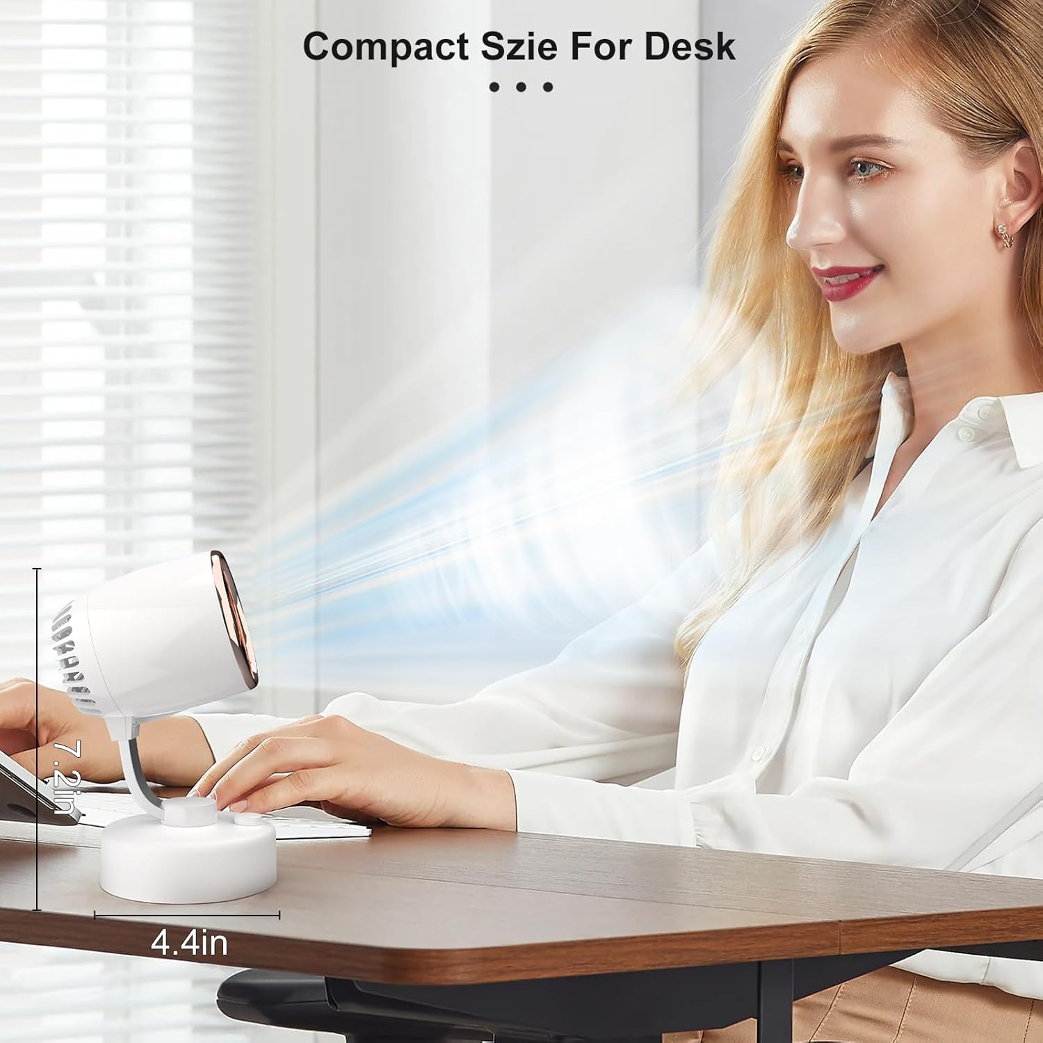 MrYoung Quiet Desk Fan - 4-Speed USB-C Rechargeable with 150 Oscillation