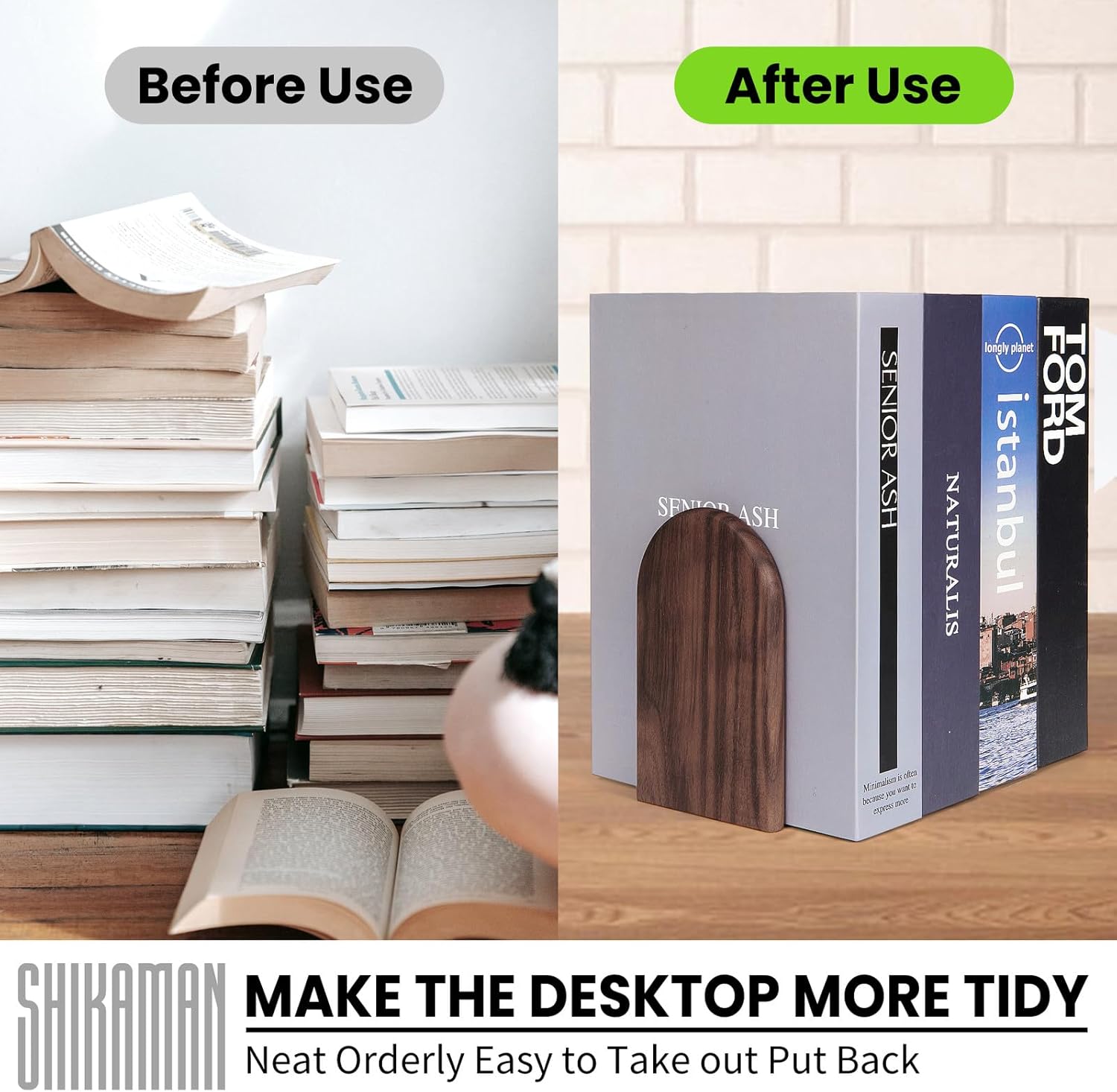 Wood Bookends Universal Economy Bookend Set
