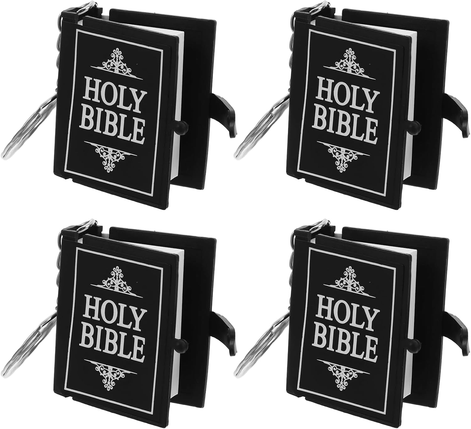 LUOZZY 12 Pcs Mini Bible Keychain Set Inspirational Church Theme Keyrings