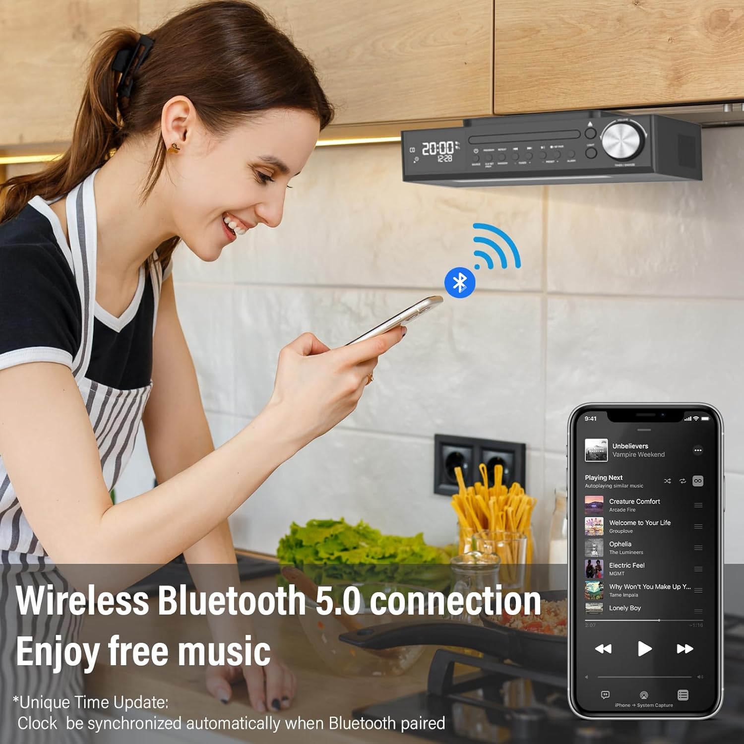 Monodeal Bluetooth CD Player with LED Light and Dual Alarm Clock