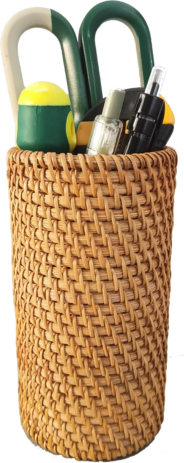 Handmade High Wall Rattan Pen Cup Holder