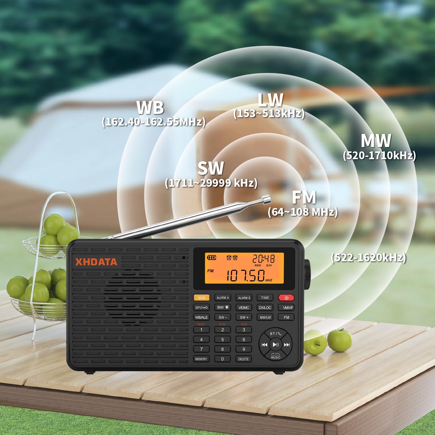 XHDATA D109WB Weather Radio with NOAA Alert and Bluetooth Speaker