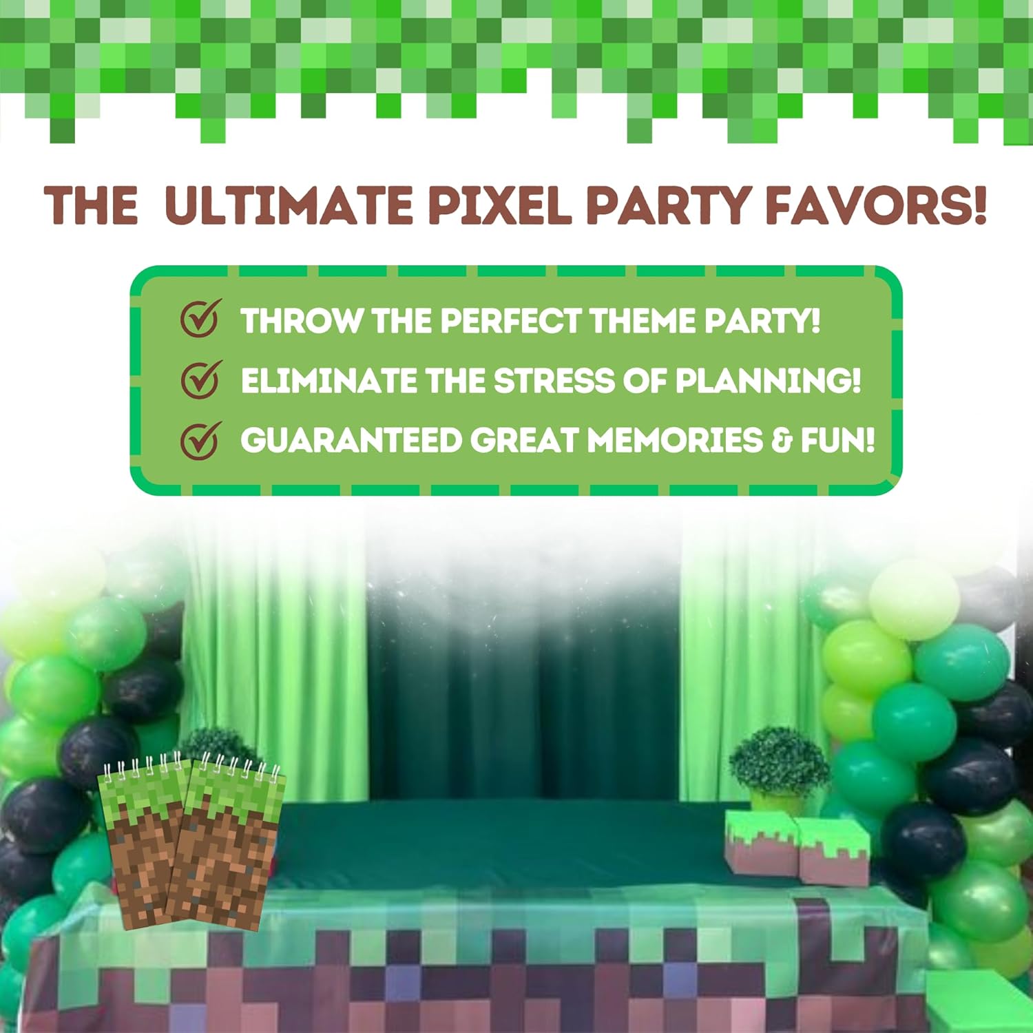 40 PCS Pixel Party Favors Pencils Notepads for Themed Events