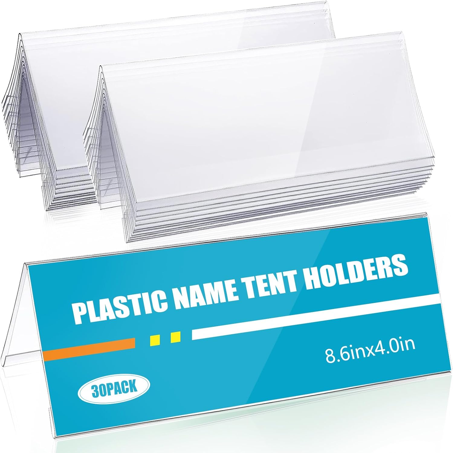 30 PCS Clear Acrylic Name Card Holders for Desks and Tables
