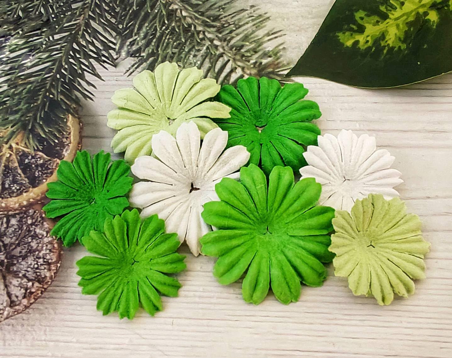 Daisy Petals Mulberry Paper Flowers Handmade for DIY Crafts Supplies