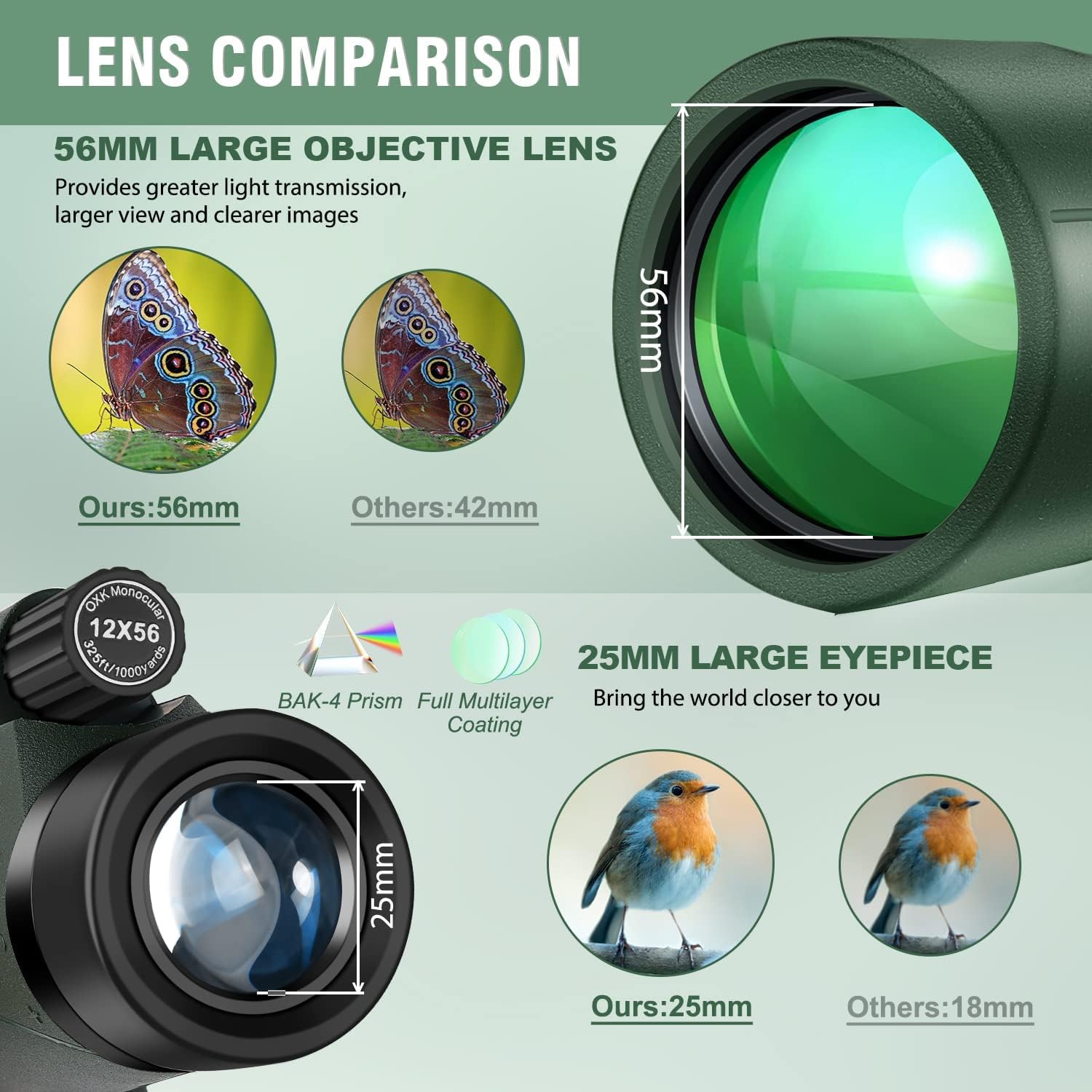 12x56 High Power Monocular with Tripod and Smartphone Adapter