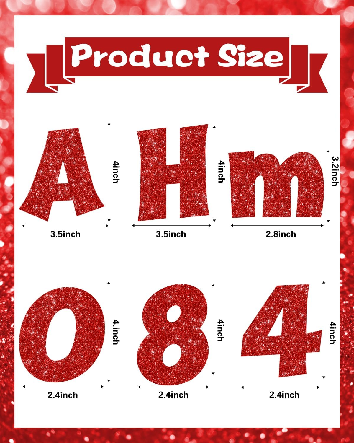 237 Pcs Glitter Bulletin Board Letters Red