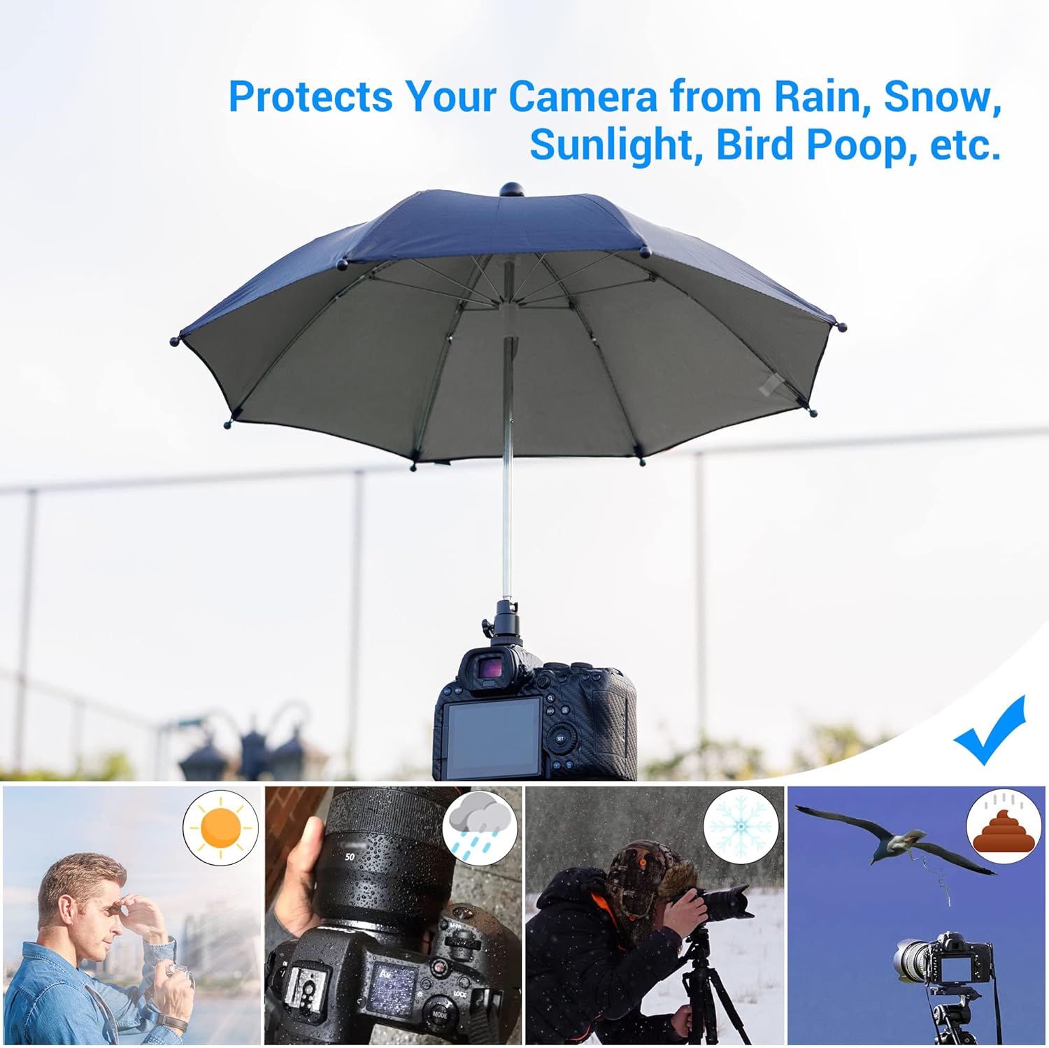 Kiorafoto Camera Hot Shoe Umbrella Rain Cover for Canon and Nikon