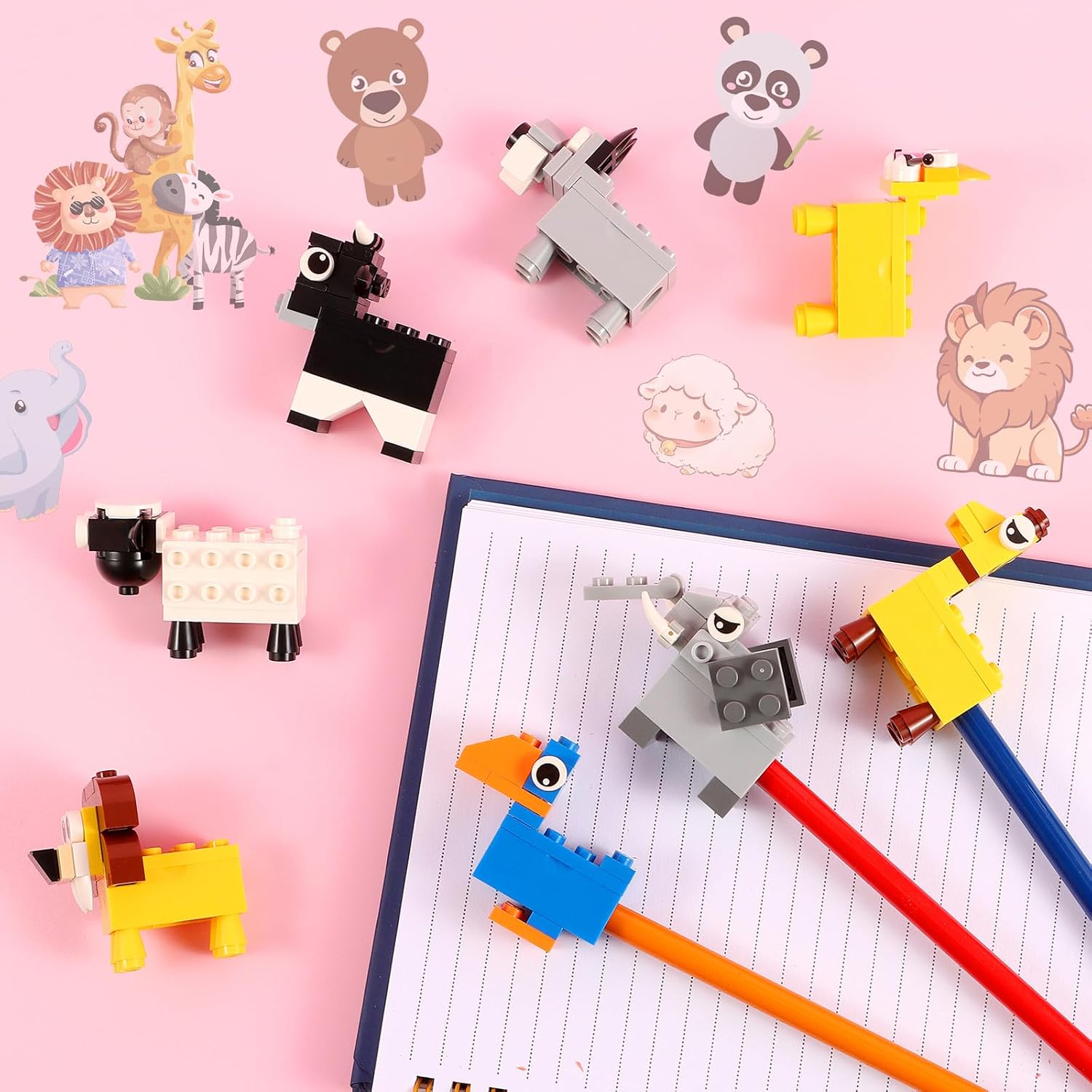 24 Pcs Animal Building Block Pencil Sharpener Set