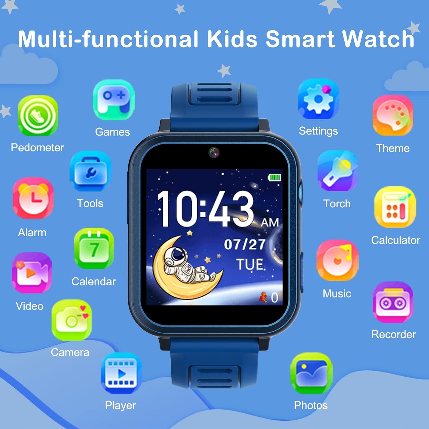 Phyulls Smart Watch for Kids with 24 Games and Alarm Clock