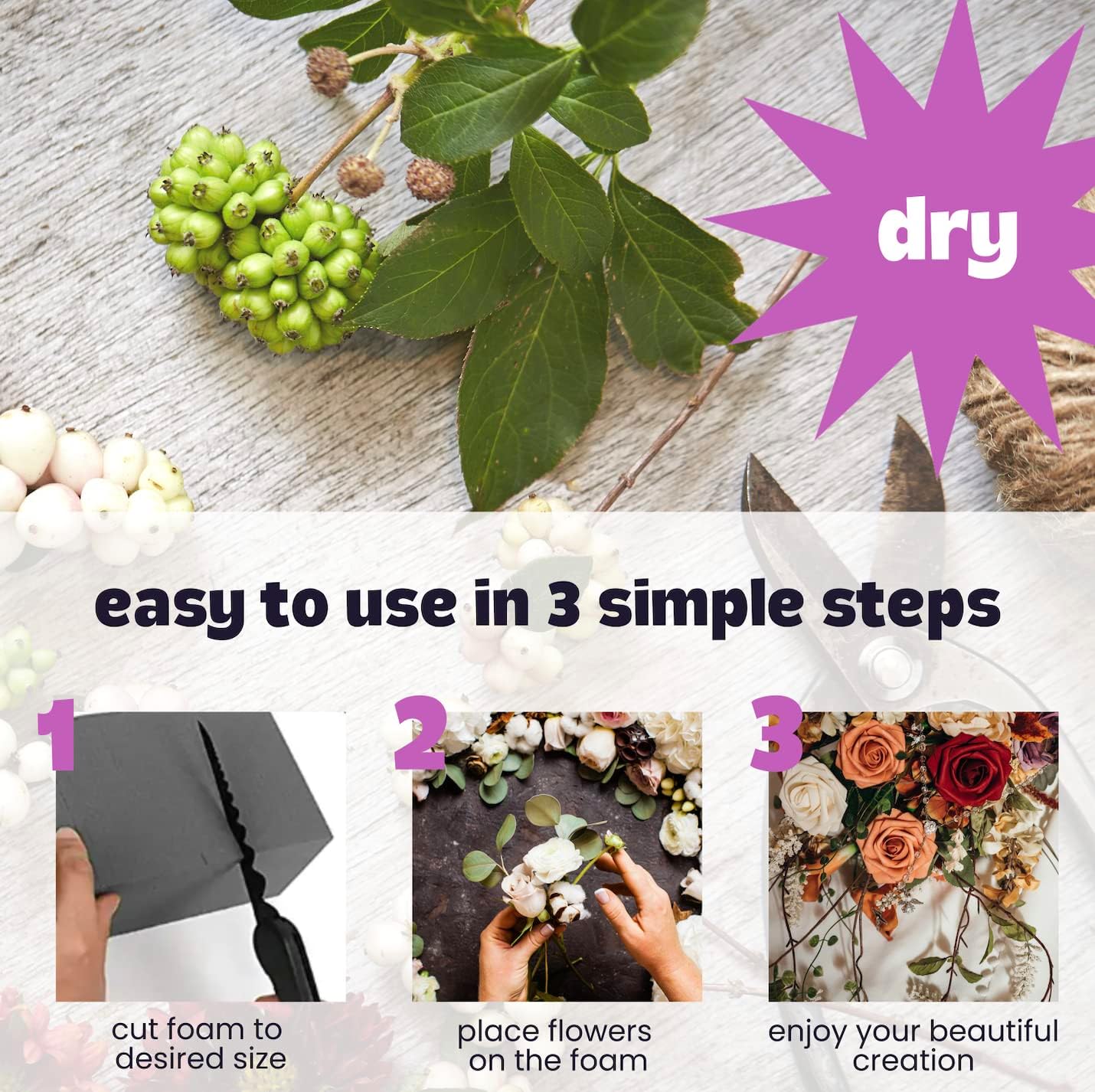 FUNSTITUTION Dry Floral Foam Blocks 4 Bricks Grey