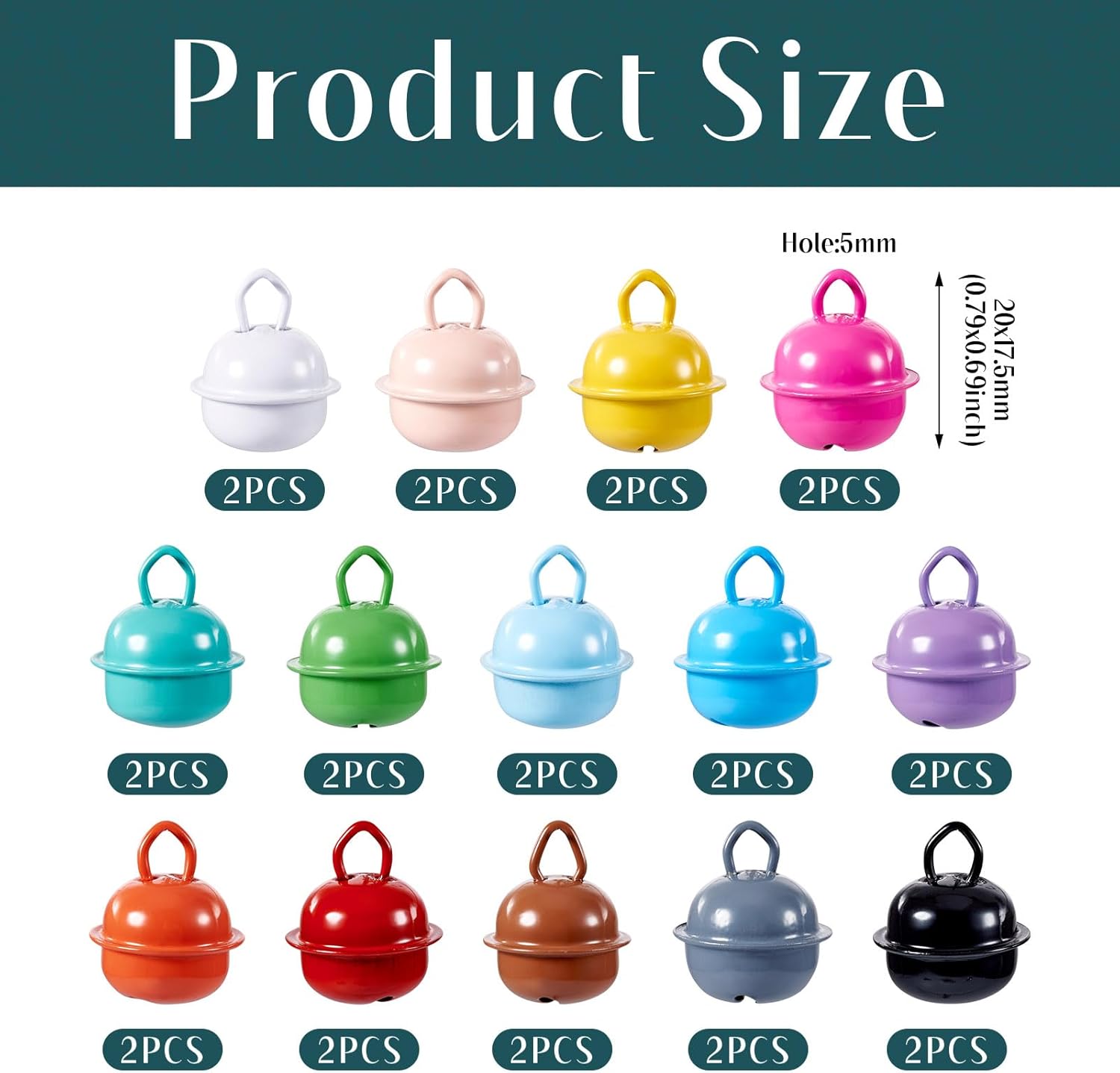 Craftdady 28Pcs Colorful Iron Bell Charms
