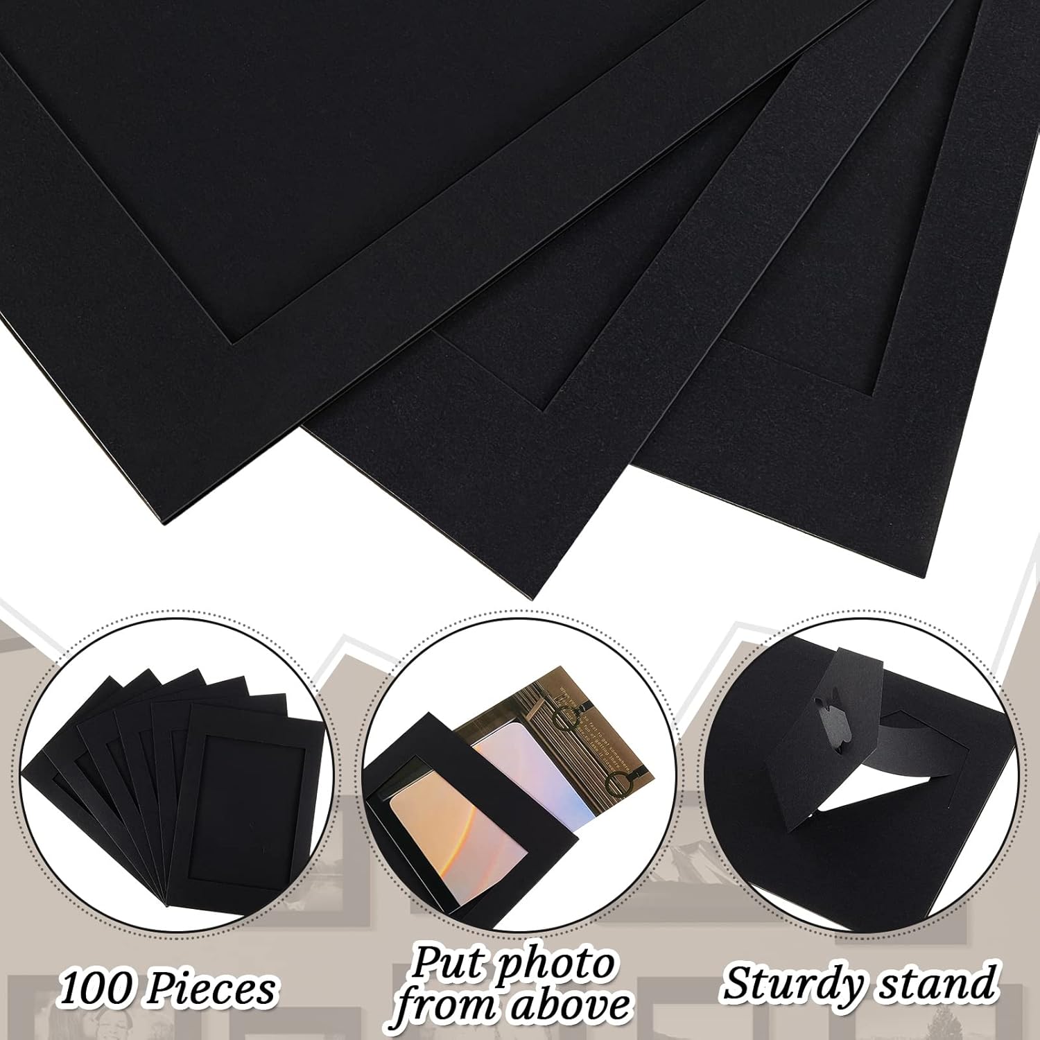 Juexica 100 Piece 4x6 Standing Photo Frames with Easel Stand Black