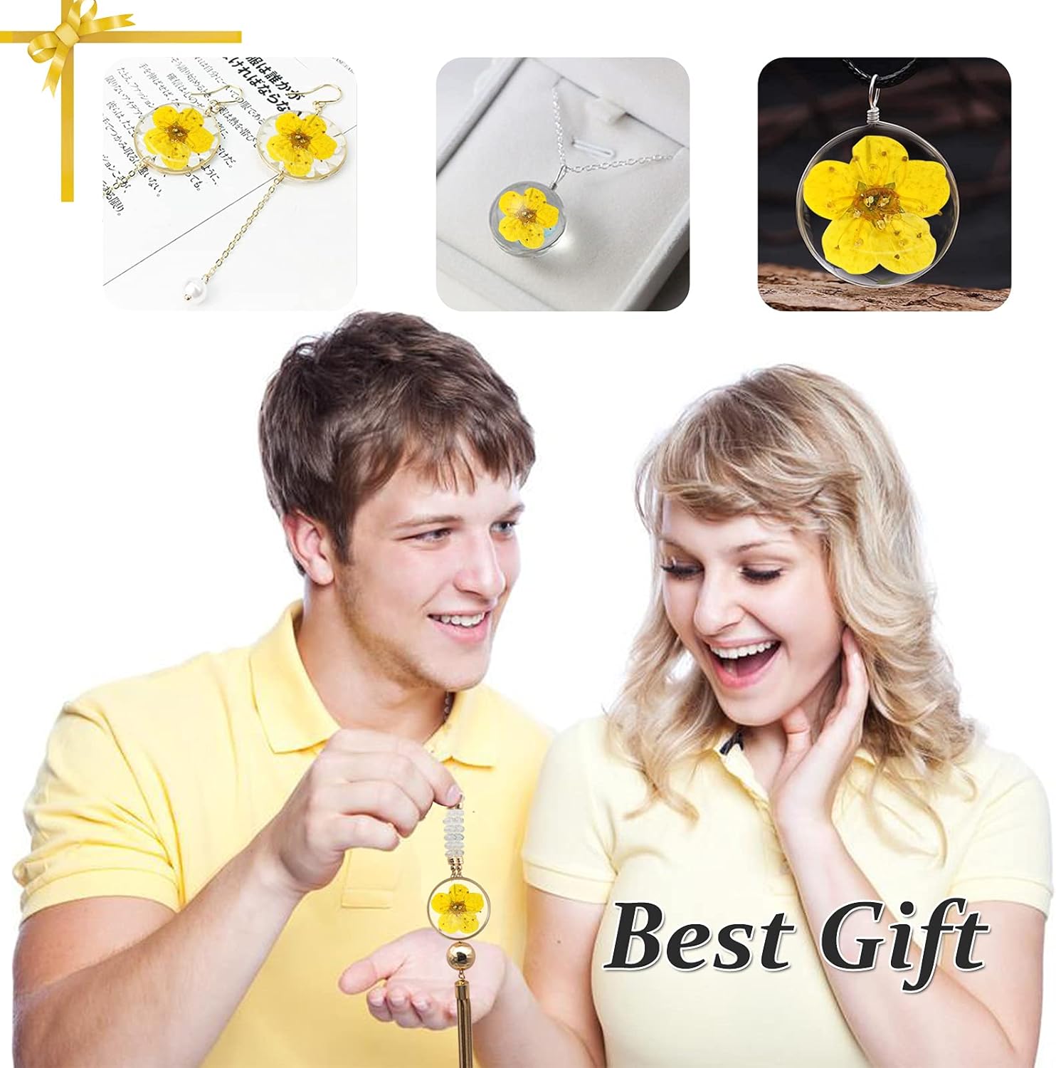 Pressed Dried Flowers 60PCS Yellow Plum Blossom for Resin Crafting and Scrapbooking