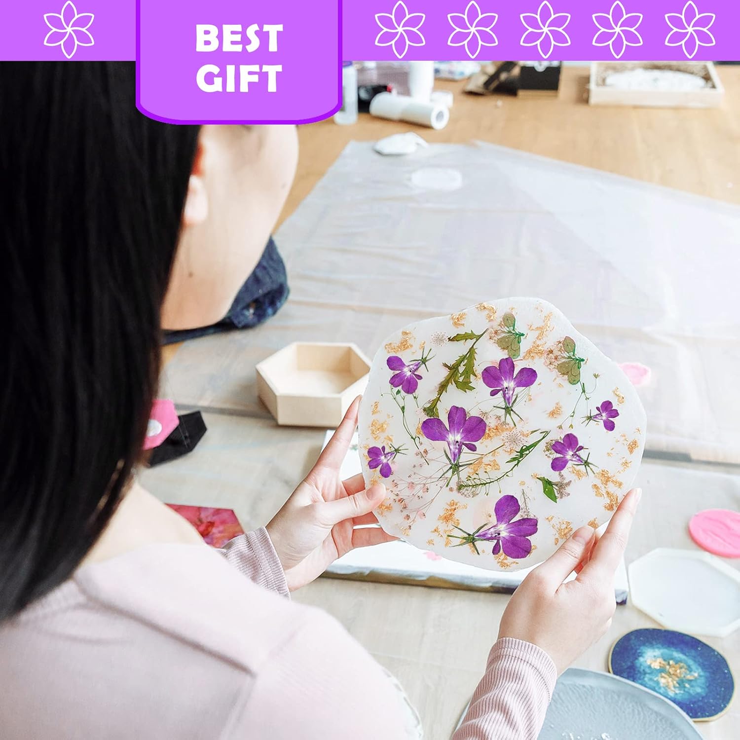 Purple Dried Flowers for Resin Crafts 60PCS