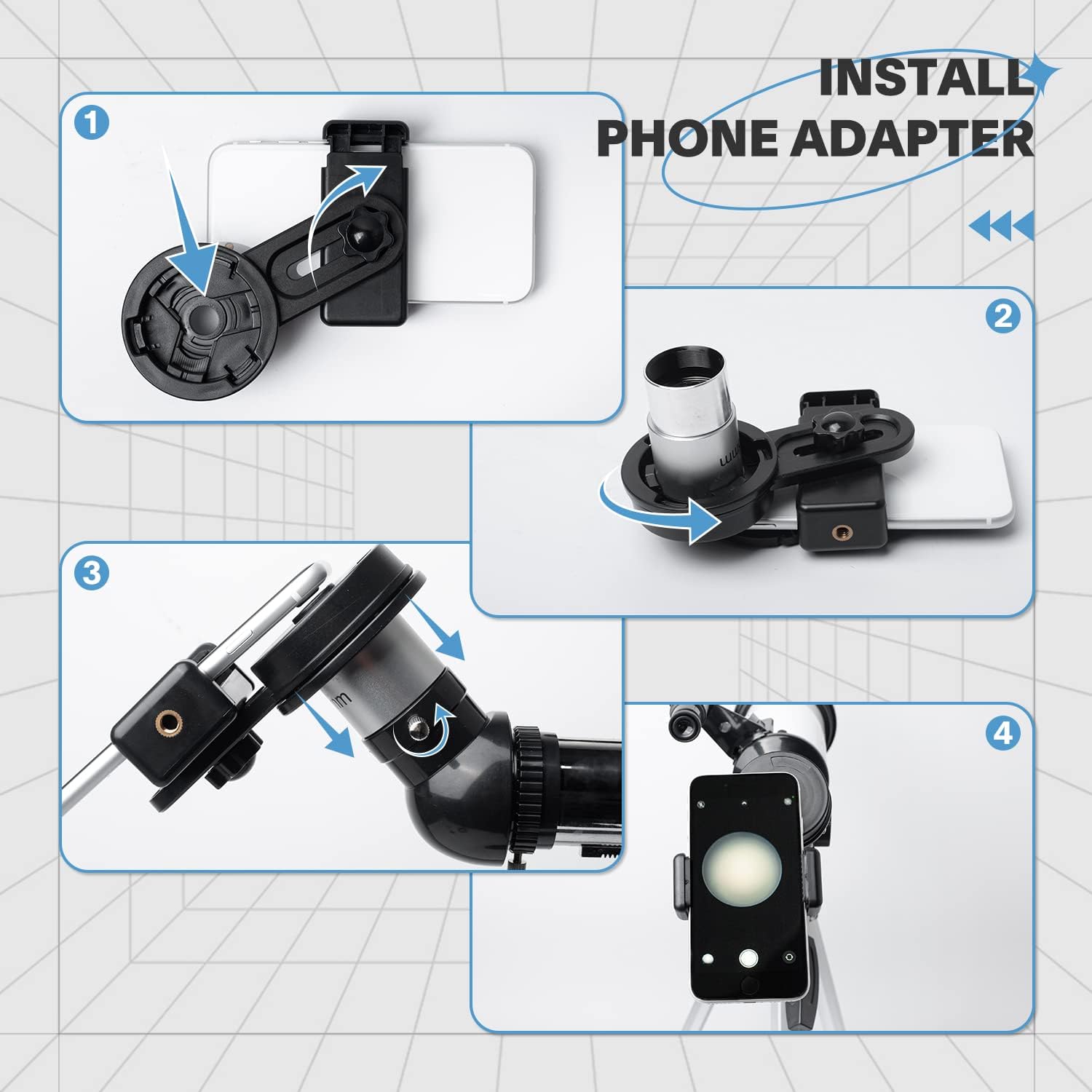 HEXEUM 80mm Aperture Telescope with AZ Mount and Phone Adapter