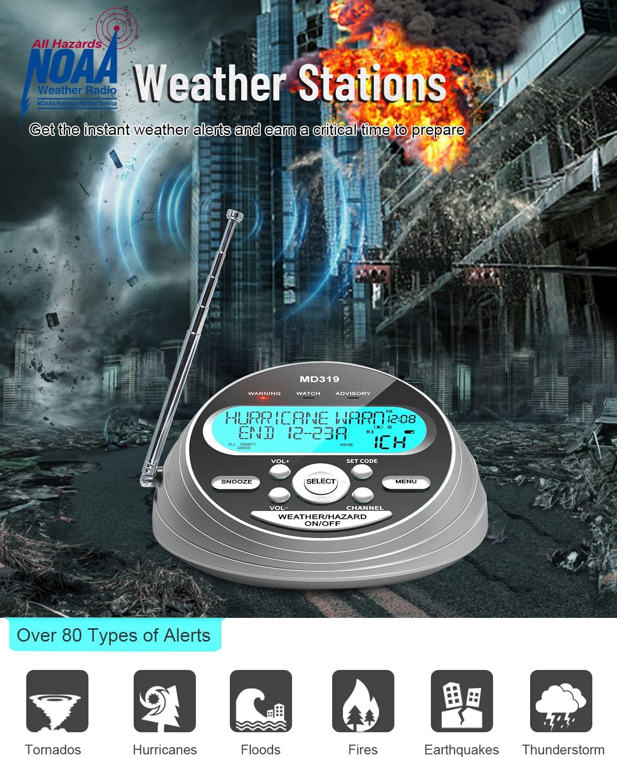 NOAA Weather Alert Radio with SAME and Battery Backup