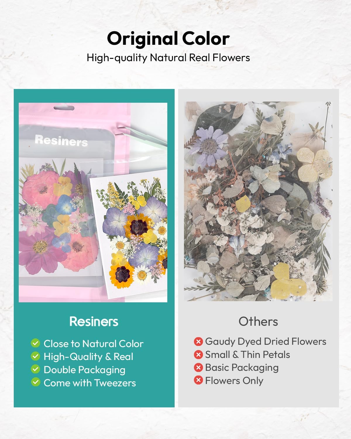 Resiners 174Pcs Dried Flowers Pressed for Crafts