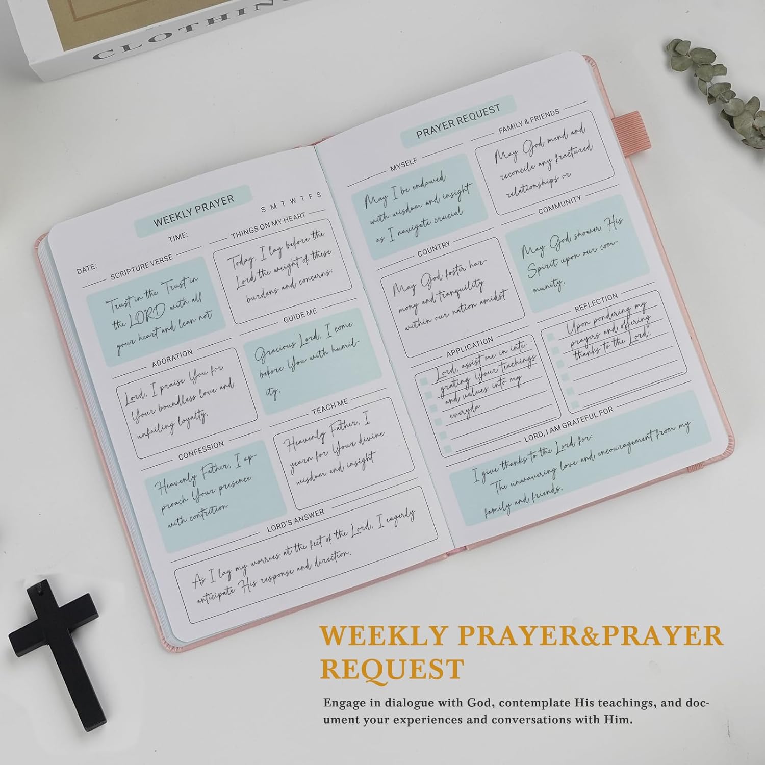Pink Prayer Journal for Women and Men - 60 Weeks Bible Study