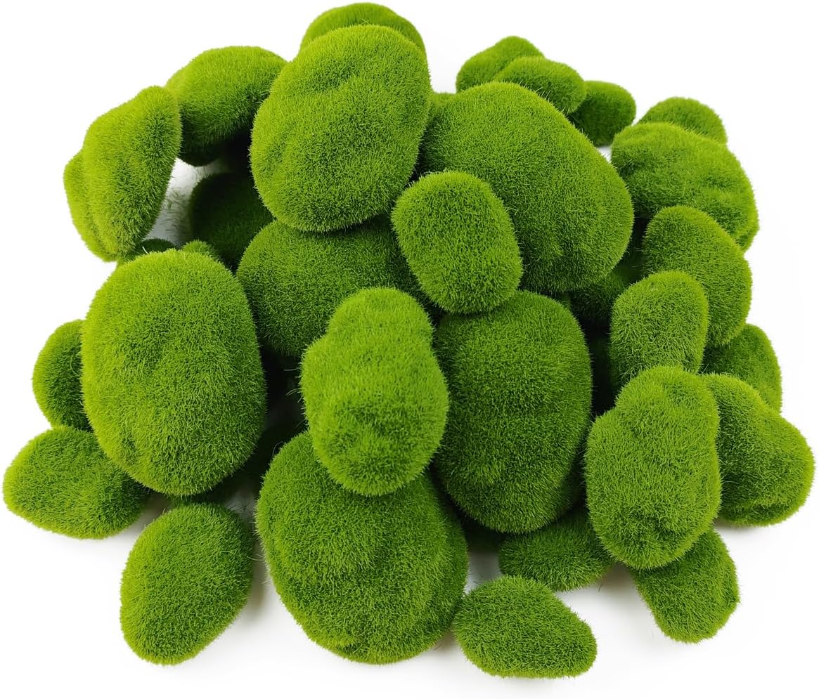 TIHOOD 50PCS Artificial Moss Rocks Decor