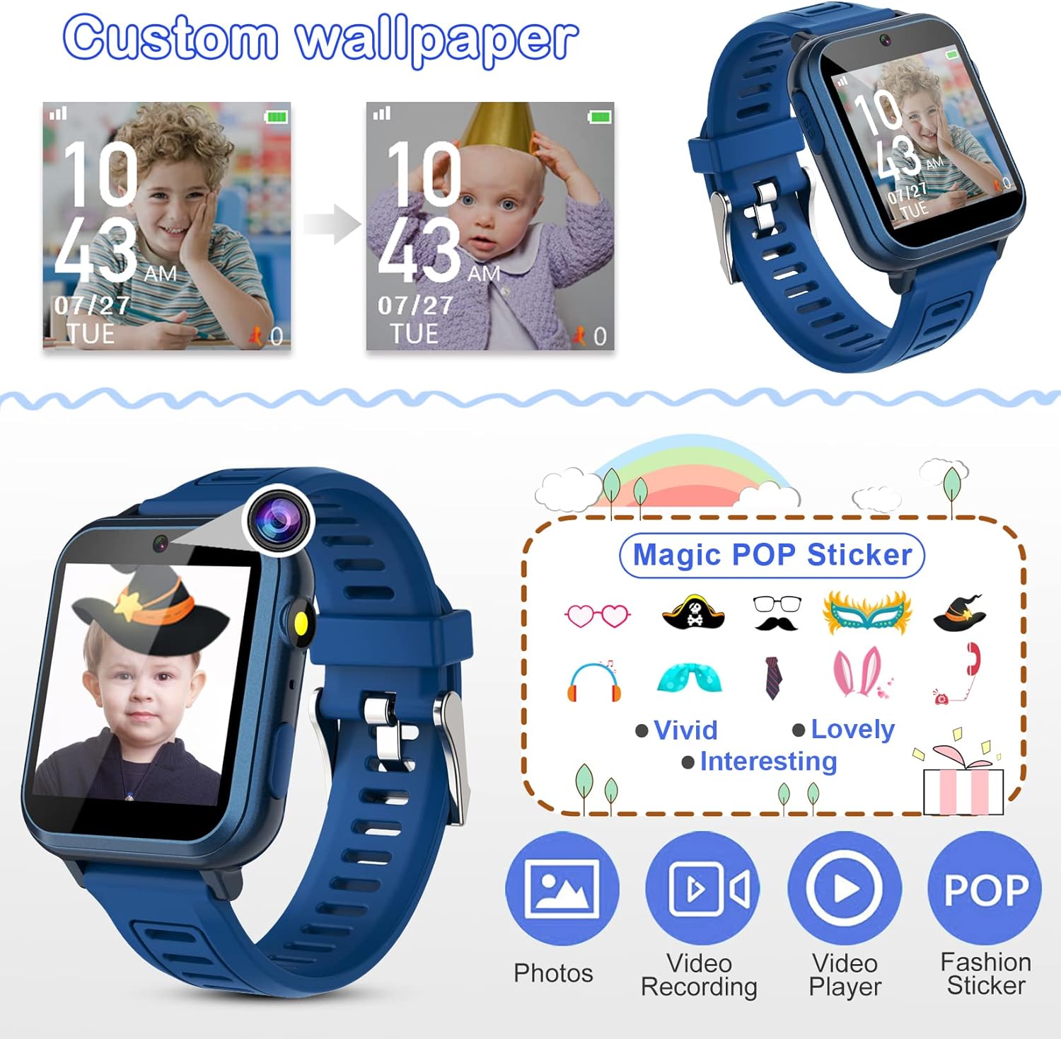 Phyulls Smart Watch for Kids with 24 Games and Alarm Clock