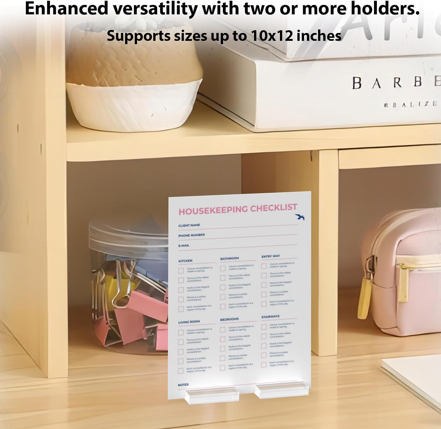 12 Pcs Clear Acrylic Name Card Holders for Table