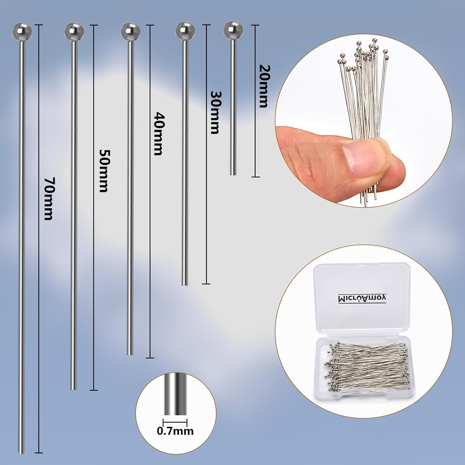 150pcs Silver Filled Ball Pins for DIY Jewelry Making
