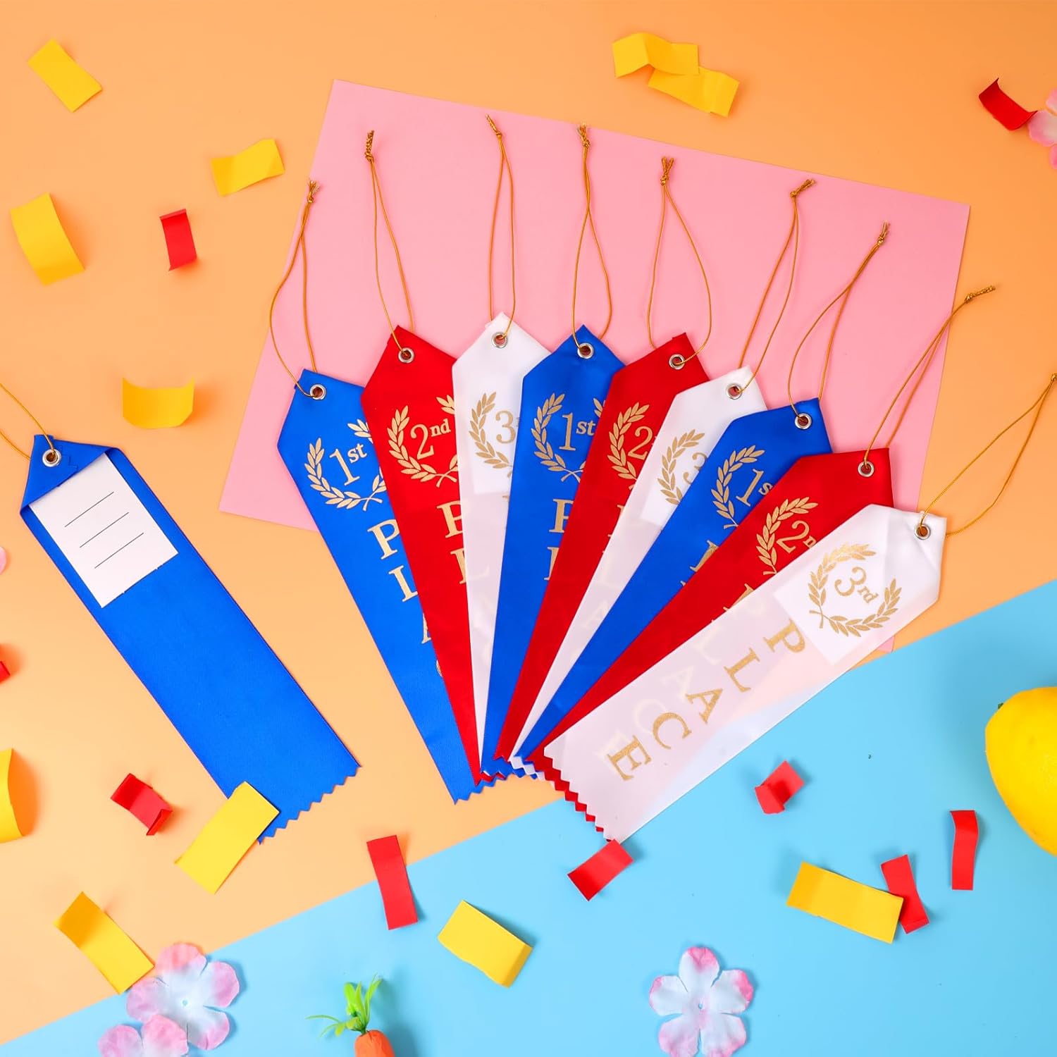 48PCS Award Ribbons with Event Card and Gold Rope