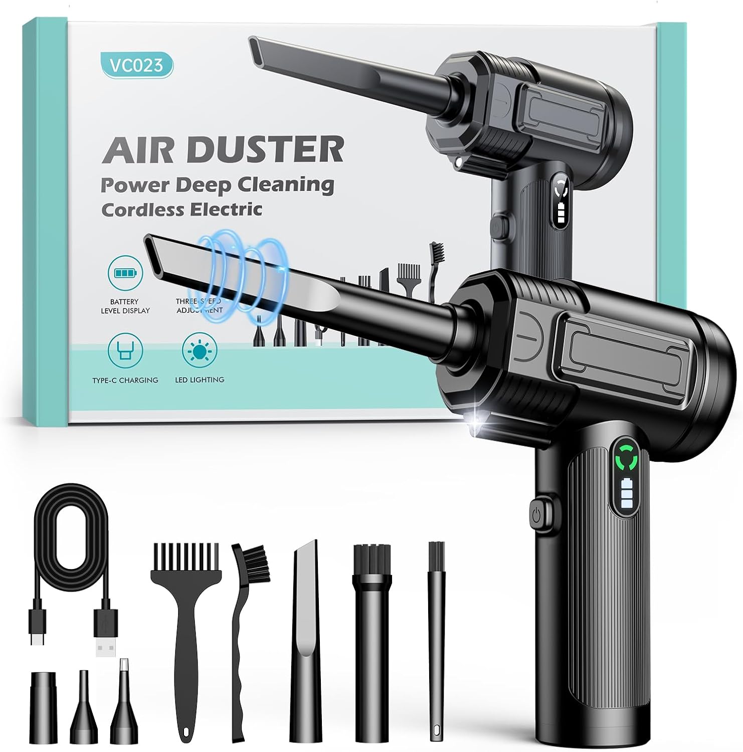 UltraBlow VC023 Rechargeable Air Duster with LED Light