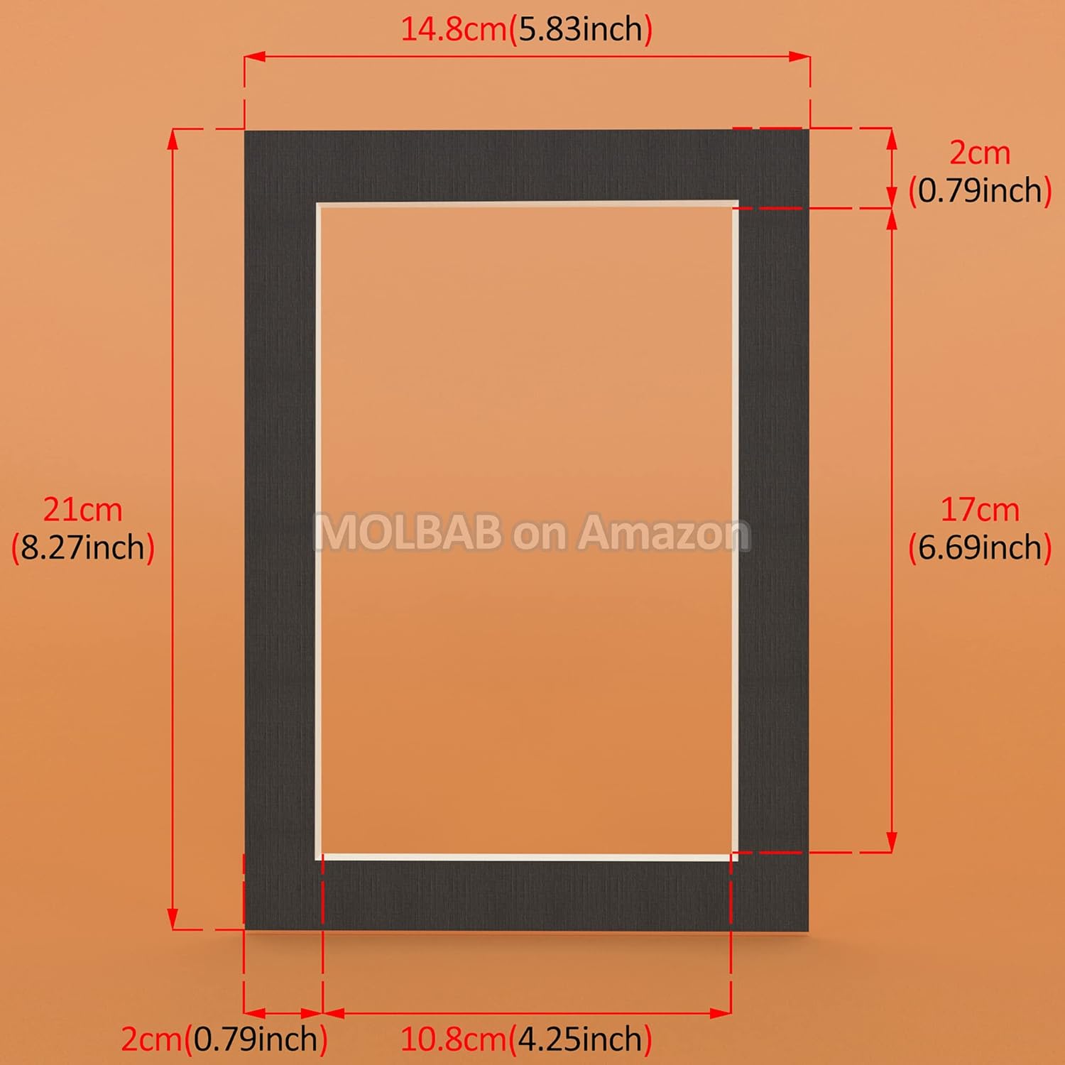 A5 Black Photo Mat Board 12-Piece Pack with 2cm Border